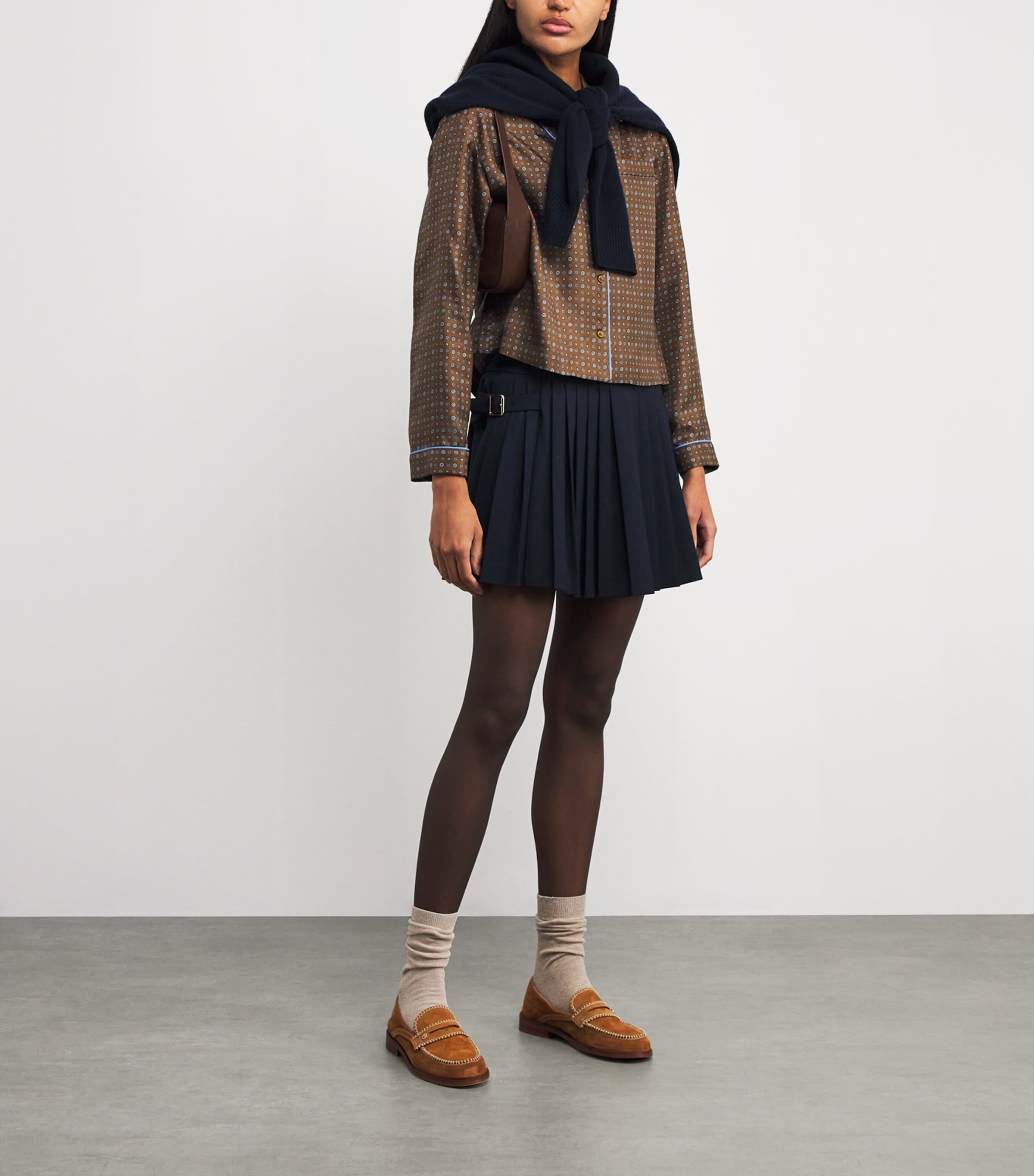 Silk Printed Pyjama Shirt BROWN TIE Image 2