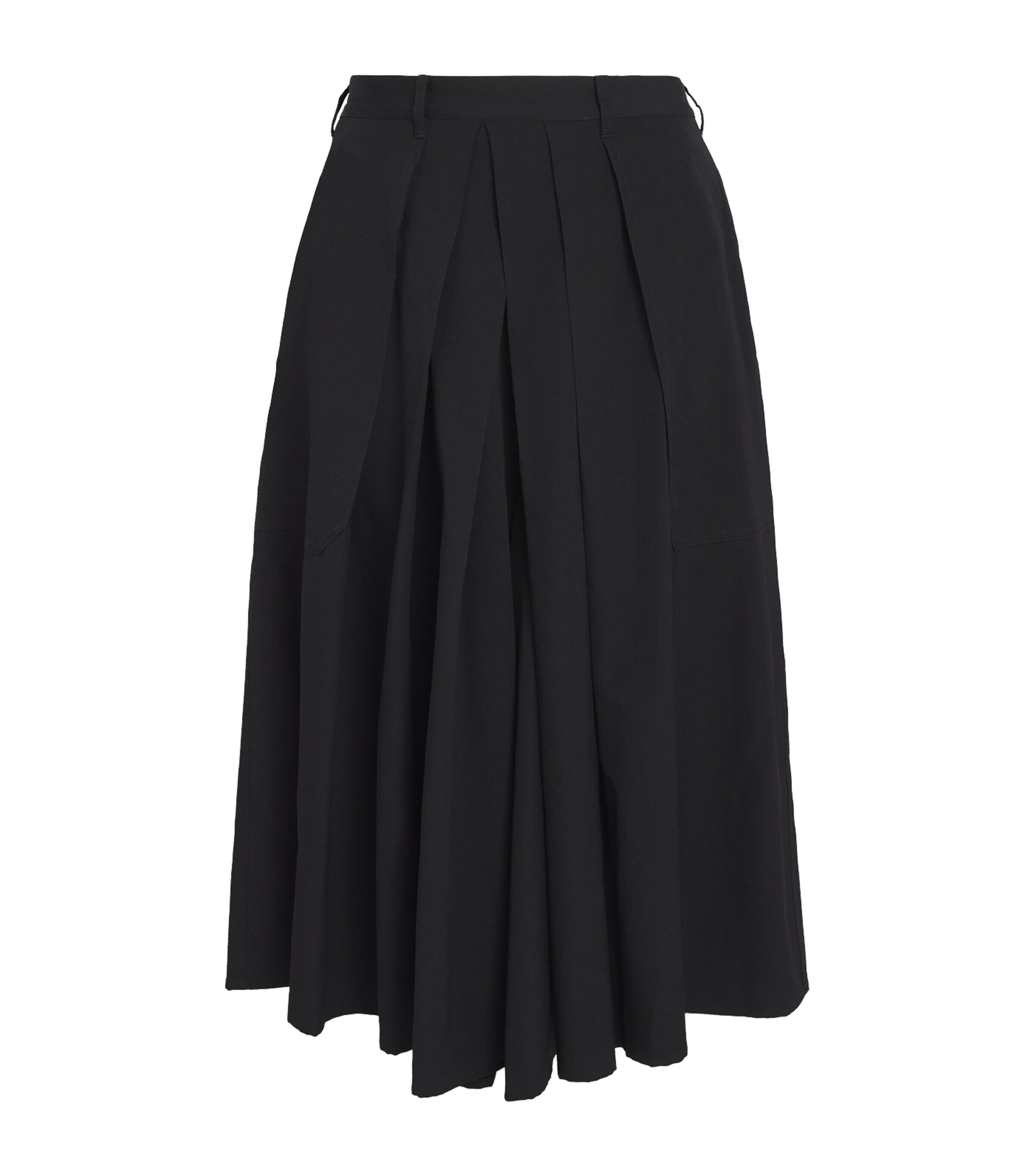 Yohji Yamamoto Mens Wool Hakama Wide-Leg Trousers Black Image 1