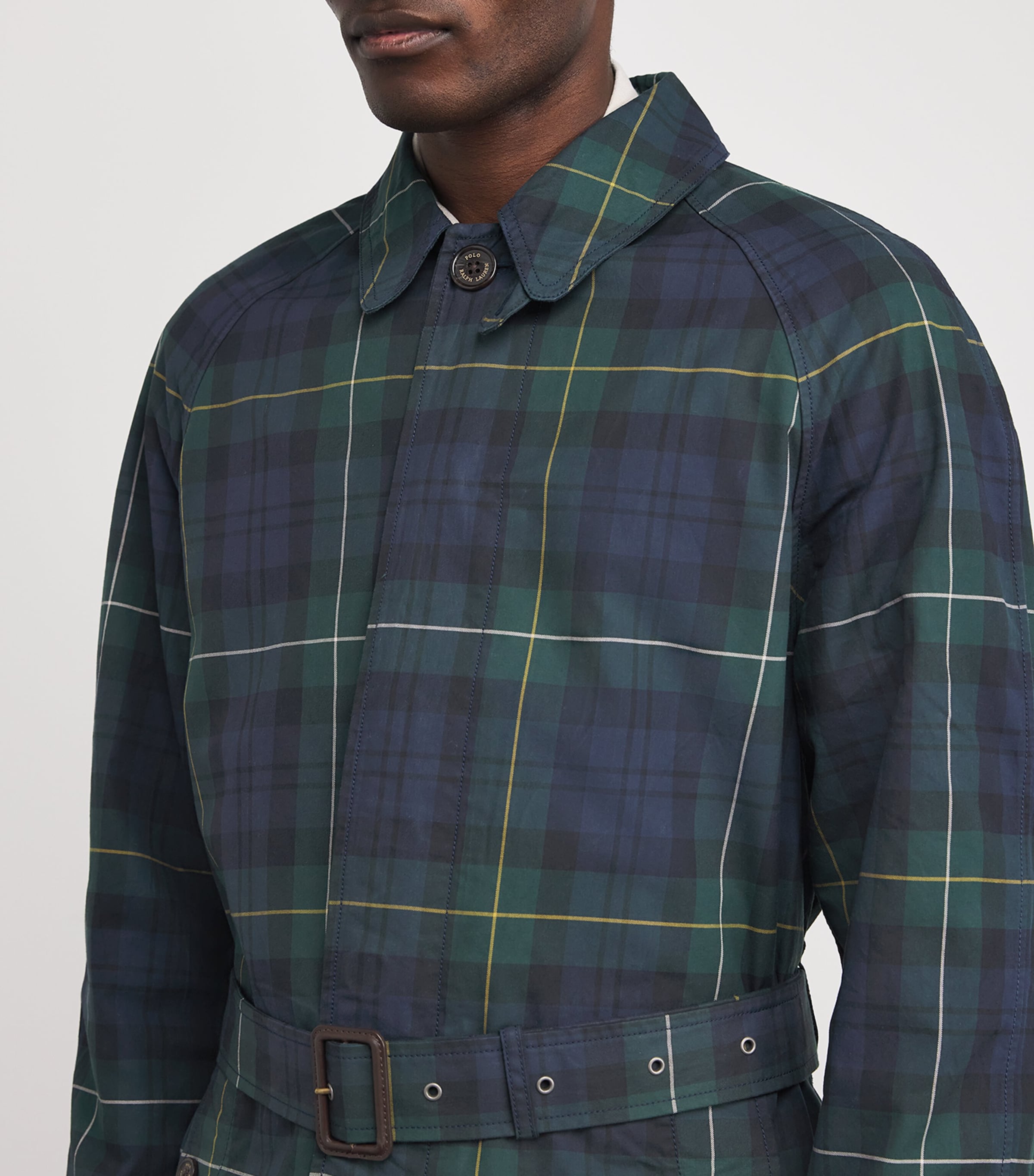 Waxed Cotton Tartan Overcoat BLUE Image 6