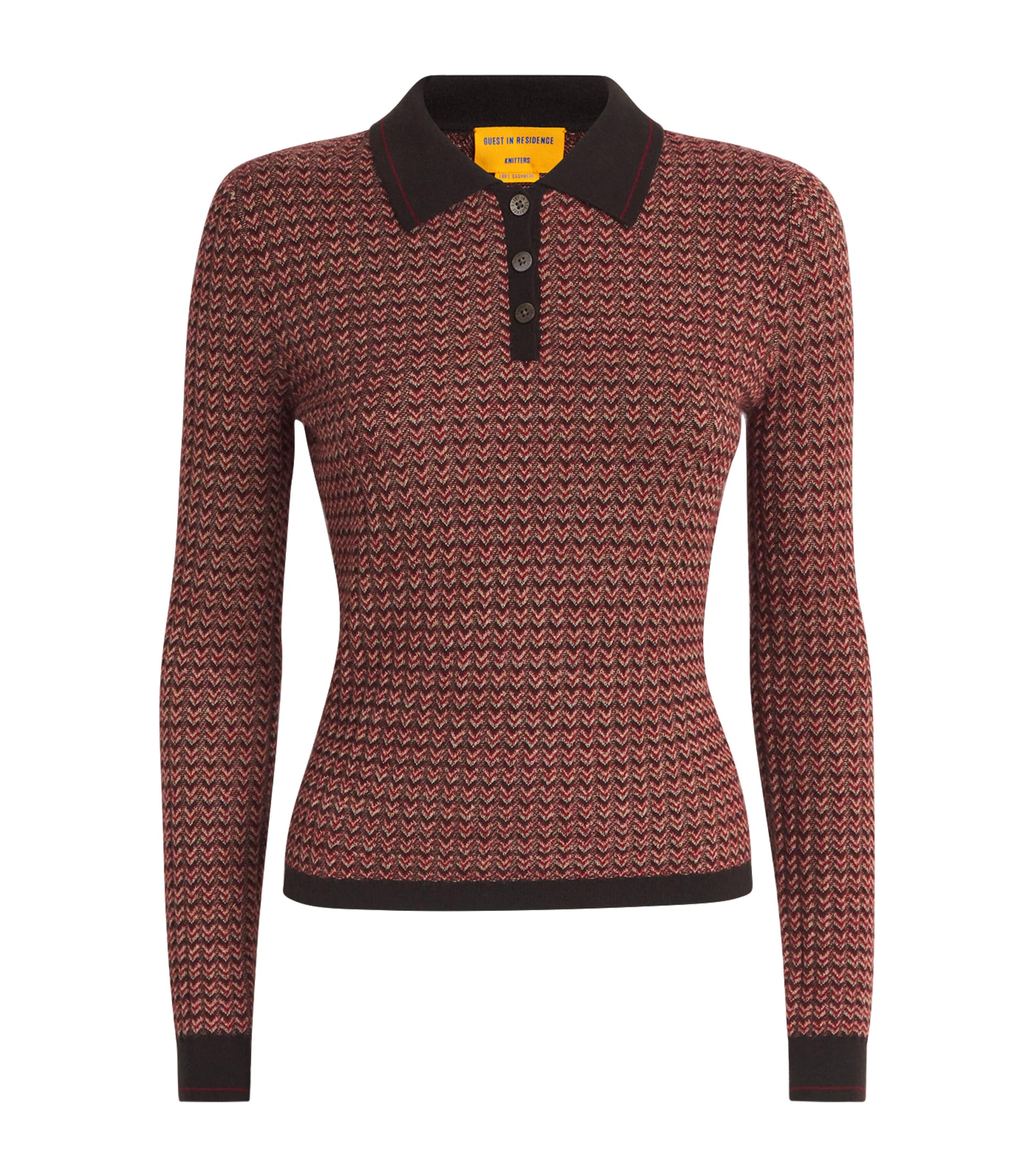 Guest In Residence Cashmere Shrunken Polo Shirt In Red