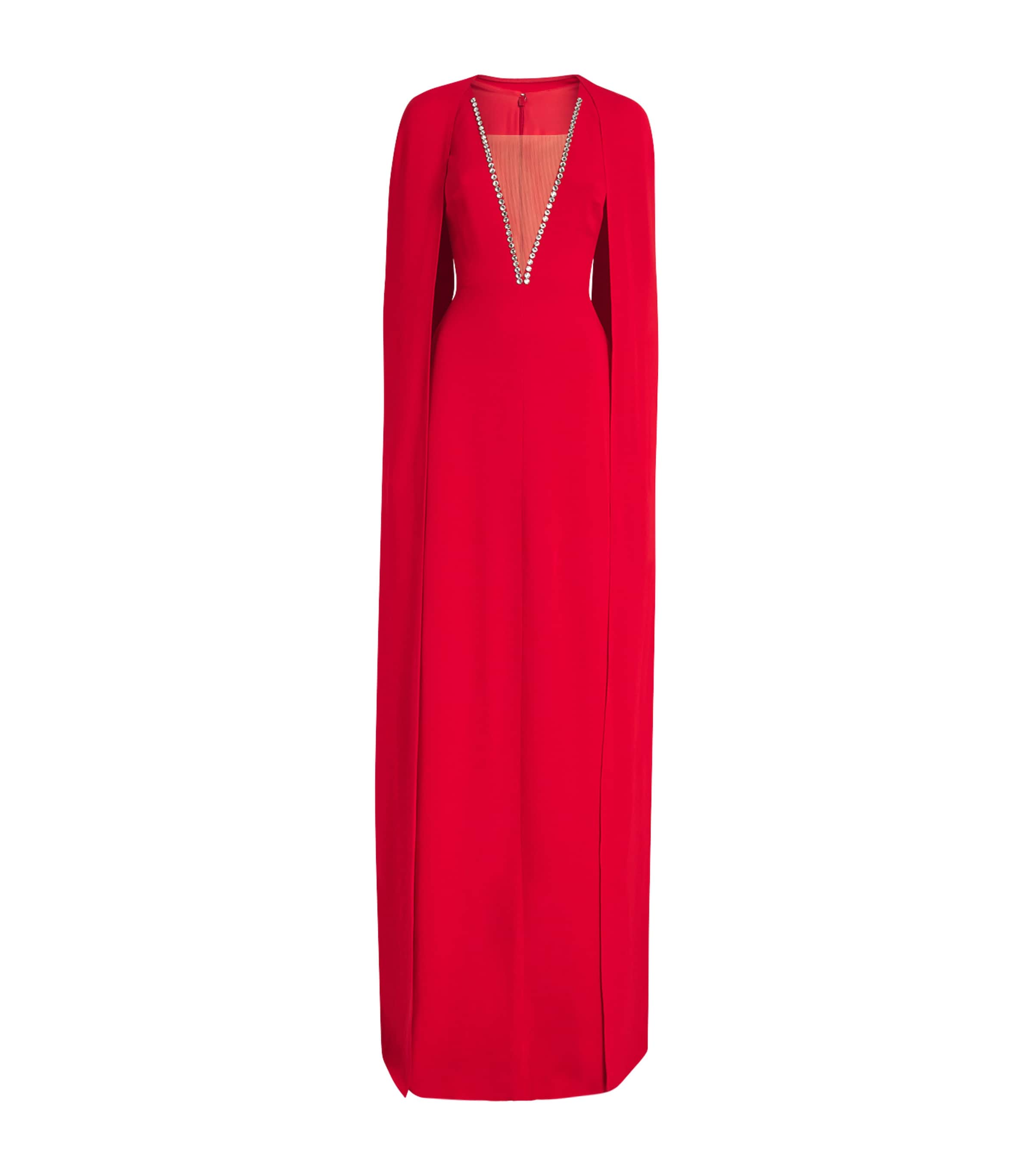 Stella Mccartney Crepe Embellished Cape Gown In Red