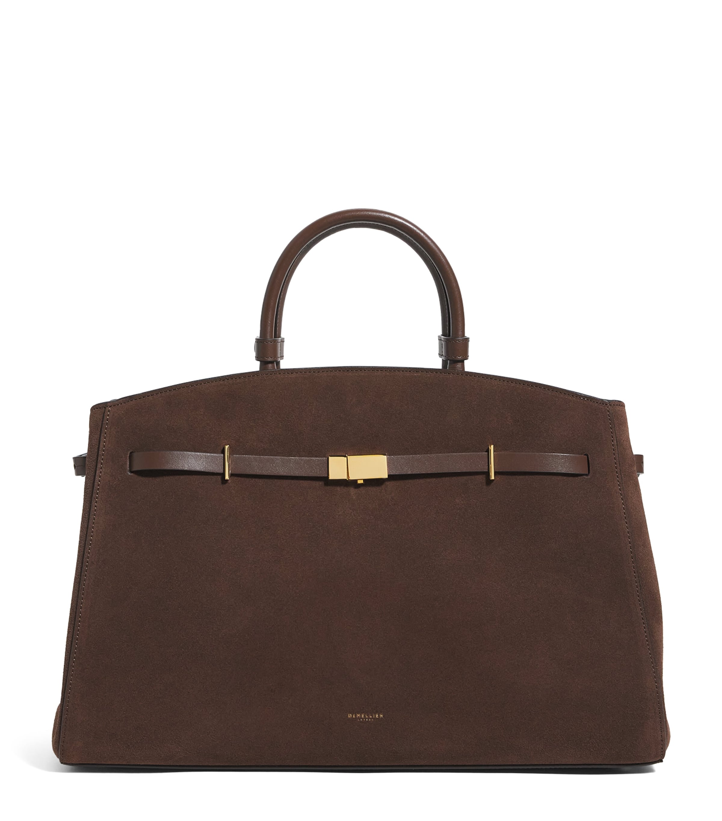 Demellier Brown Suede New York Top-Handle Bag | Harrods UK