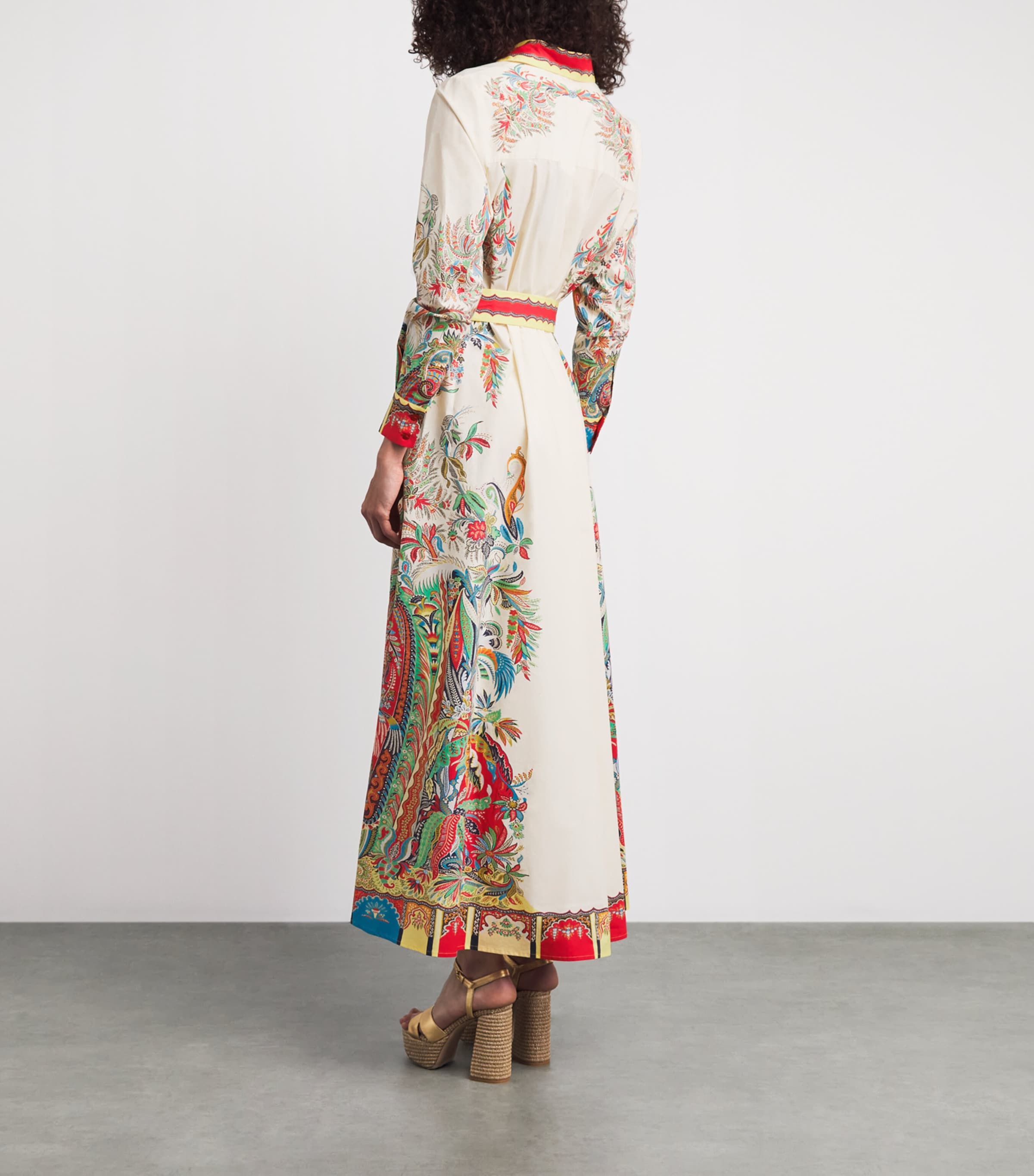 Etro Womens Cotton Paisley Maxi Shirt Dress Prnt/white Bs Image 4