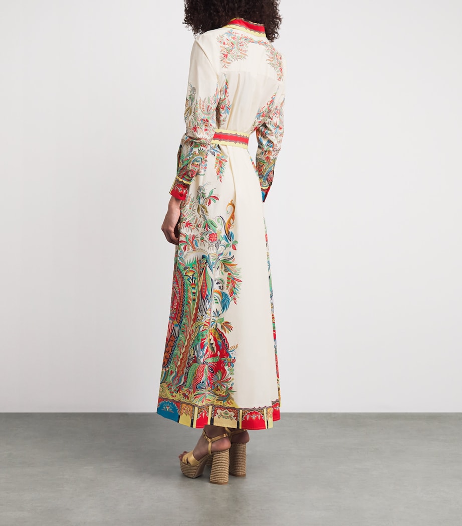 Etro Womens Cotton Paisley Maxi Shirt Dress Prnt/white Bs Image 4