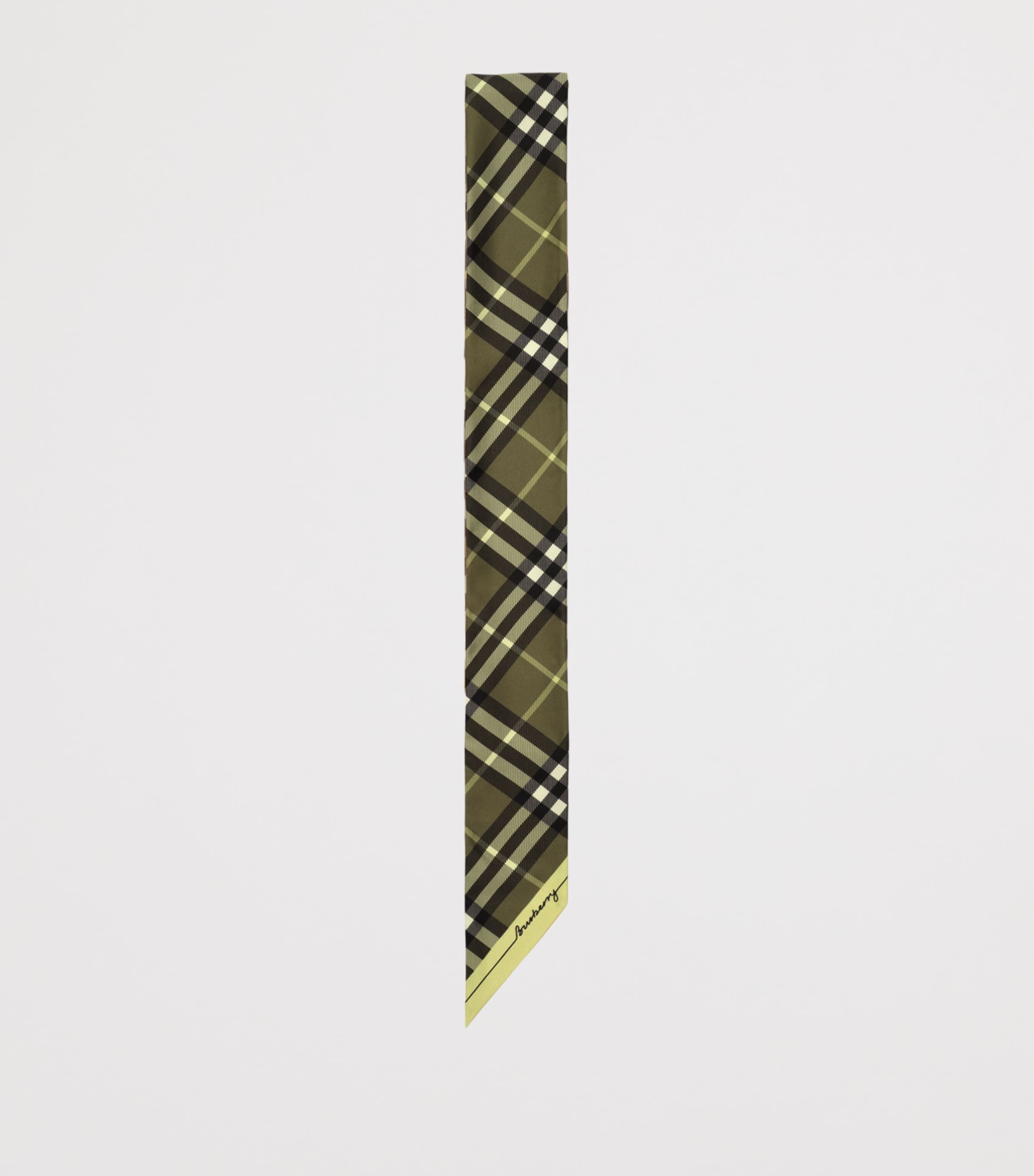 Burberry Silk Reversible Check Skinny Scarf Vole/pea Image 4