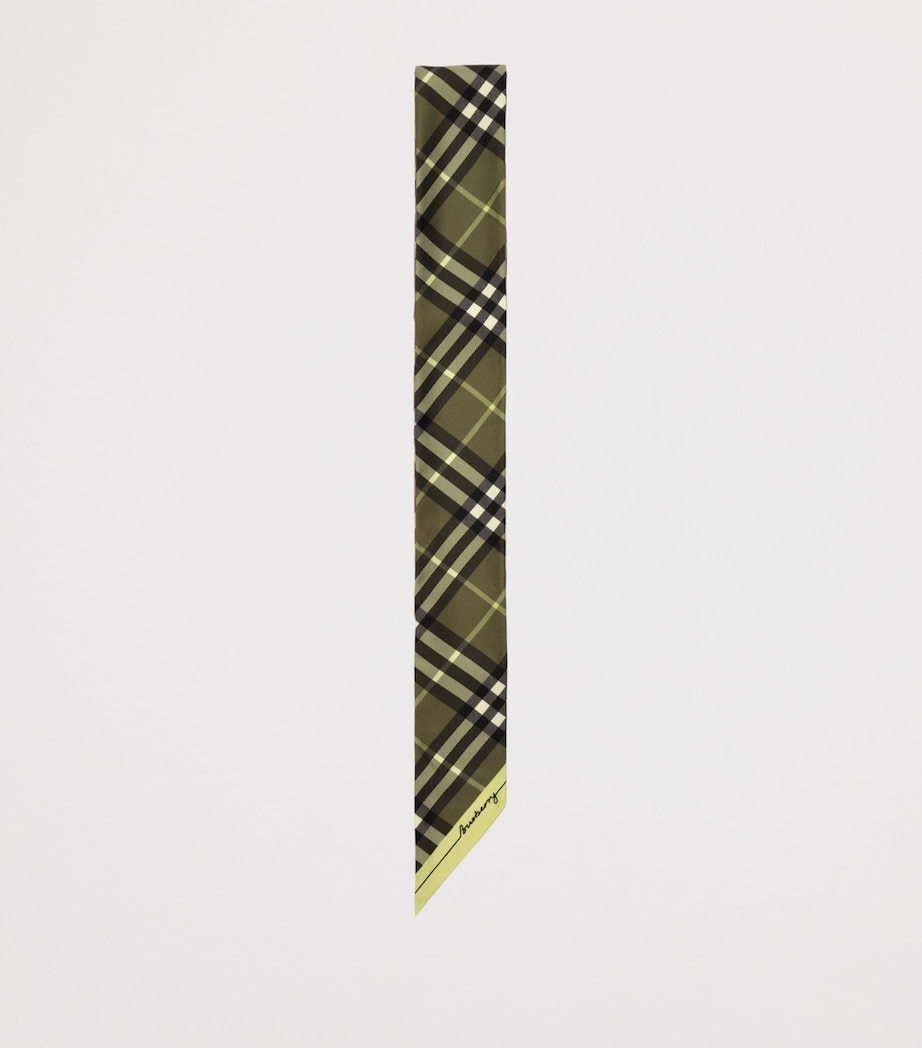 Burberry Silk Reversible Check Skinny Scarf Vole/pea Image 4