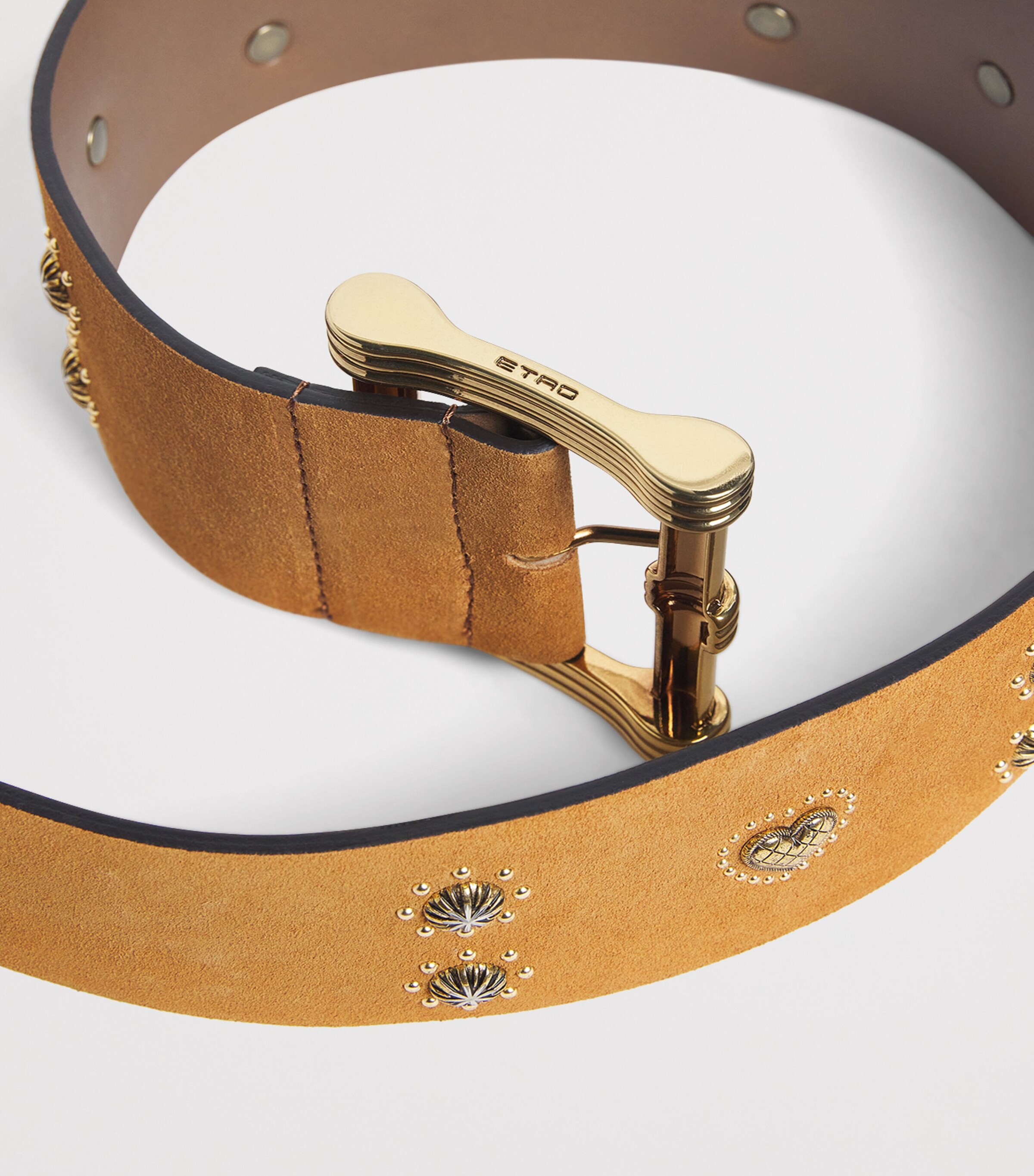 ETRO SADDLE BROWN CLASSIC BELT | WOMENS ETRO Leather-trimmed suede belt | NET-A-PORTER main image 3