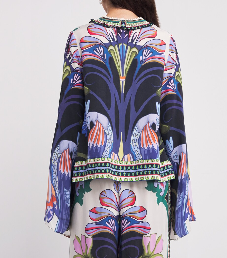LUG VON SIGA Womens Printed Tess Blouse Black Multicolor Image 4