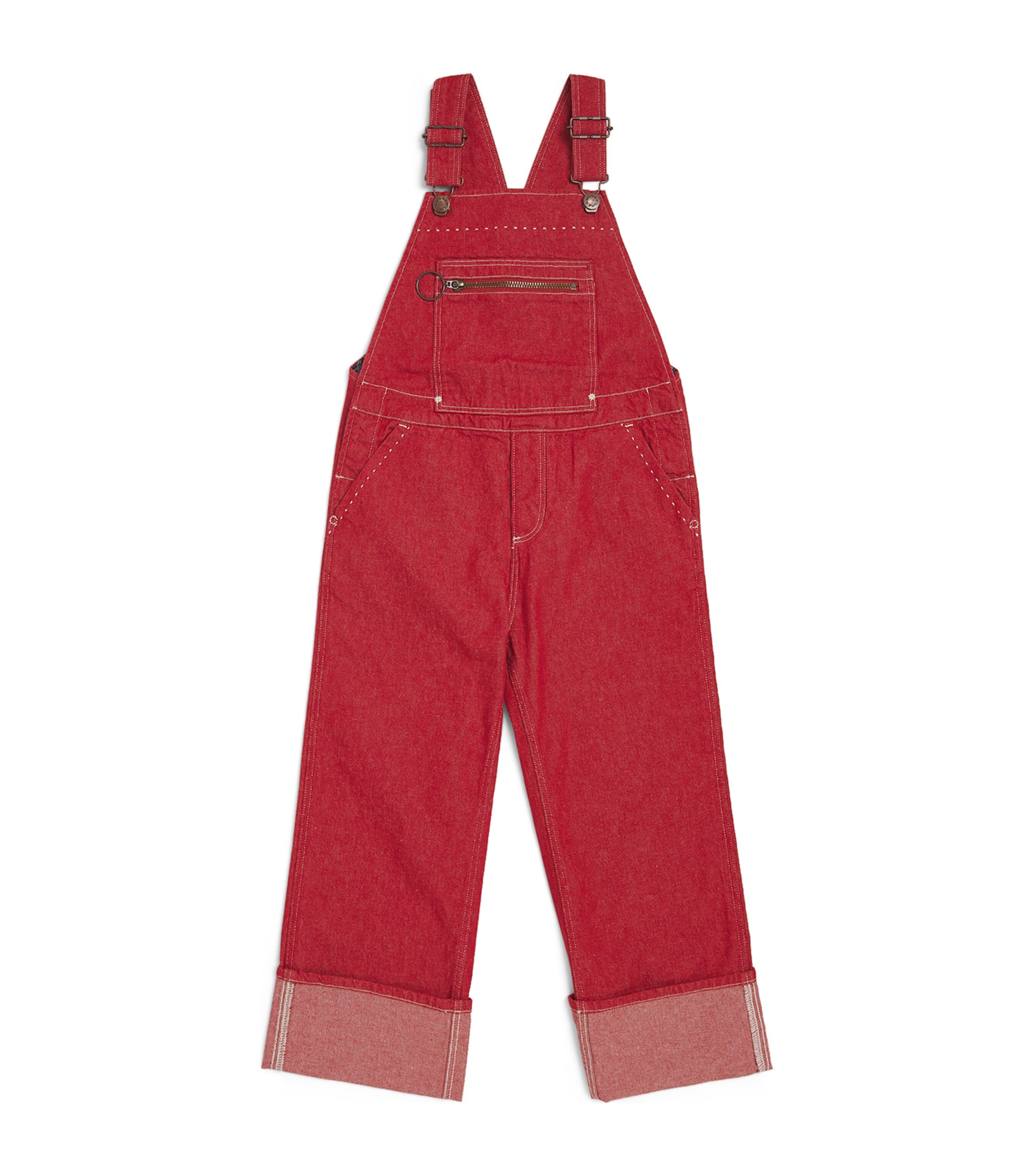 Misha And Puff Kids' Organic Cotton Dungarees In Red