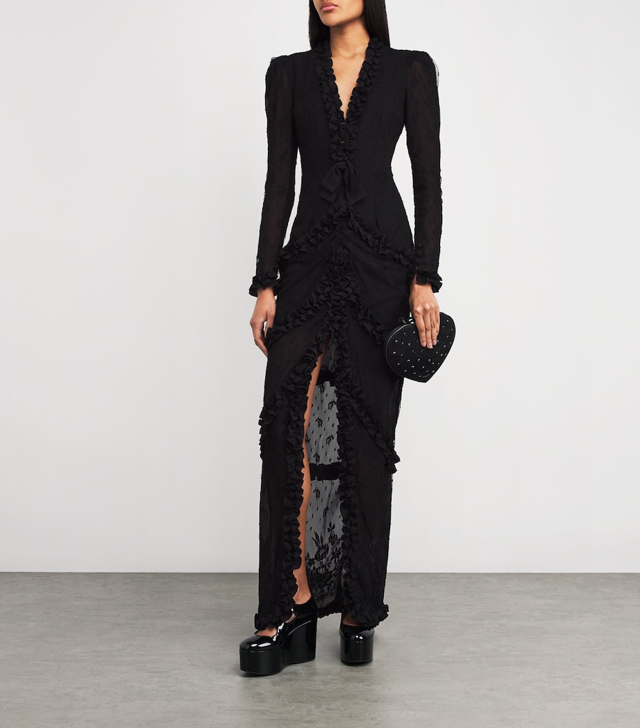 Lace-Detail Maxi Dress 0900 BLACK Image 2