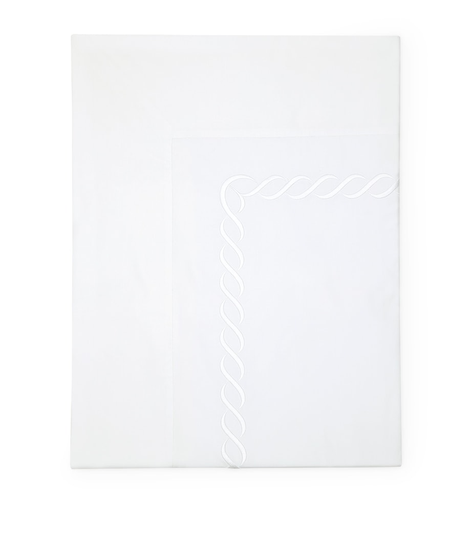Treccia King Flat Sheet (275cm x 275cm) WHITE/WHITE Image 1