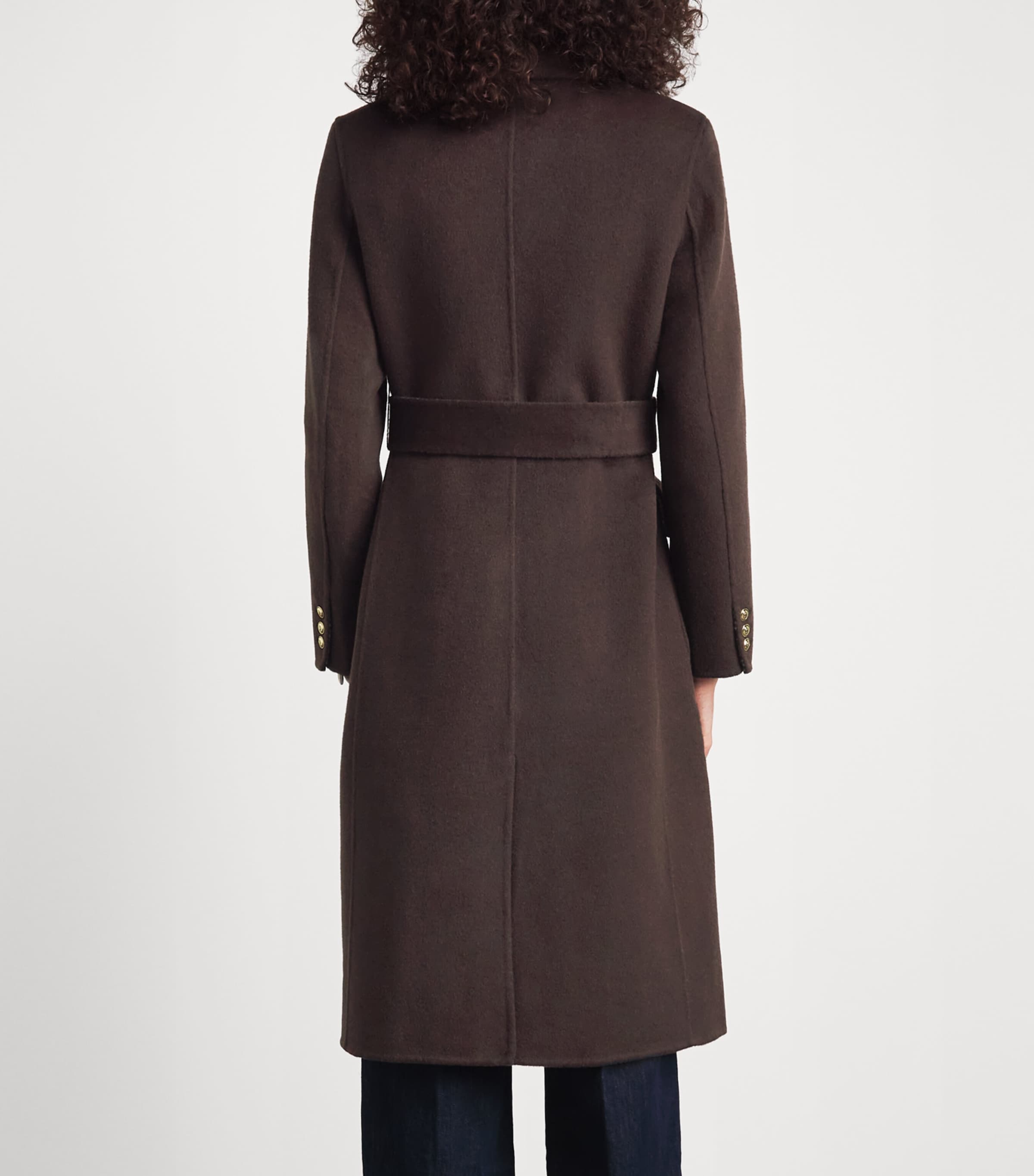 Sandro Paris Womens Wool-Blend Belted Coat Brown Image 5