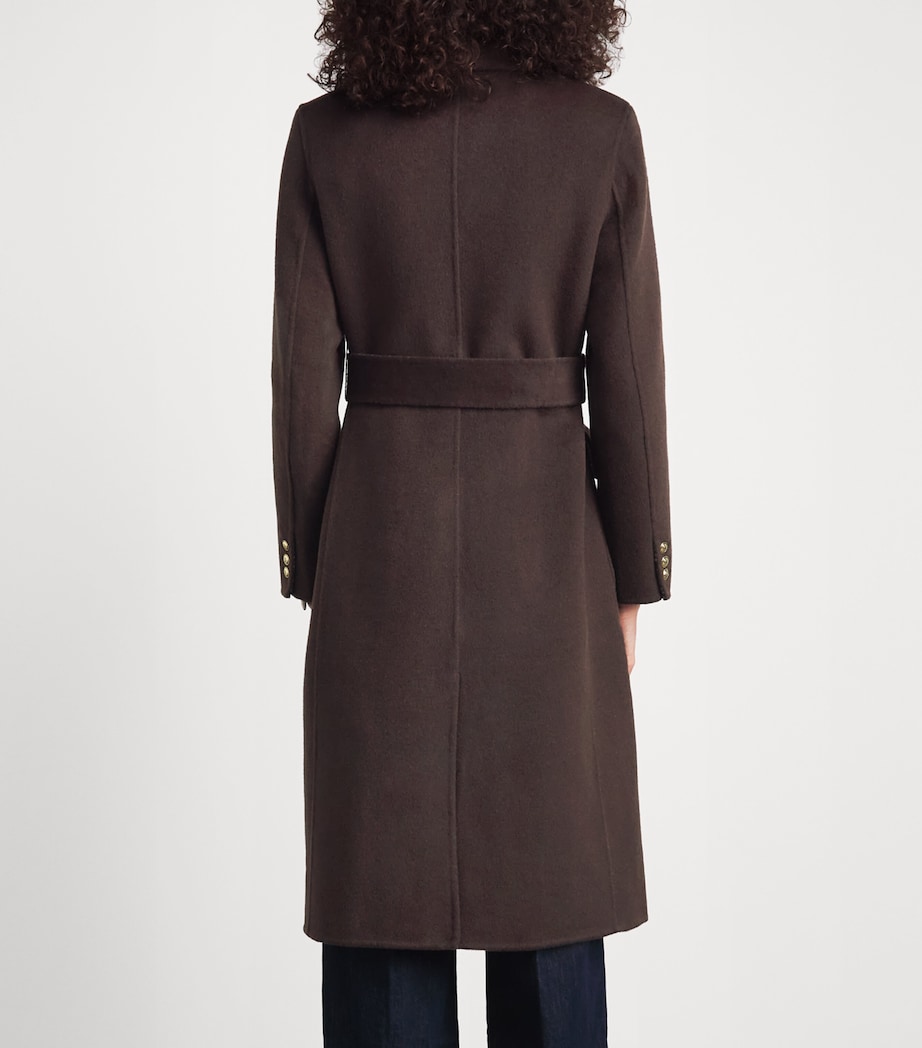 Sandro Paris Womens Wool-Blend Belted Coat Brown Image 5