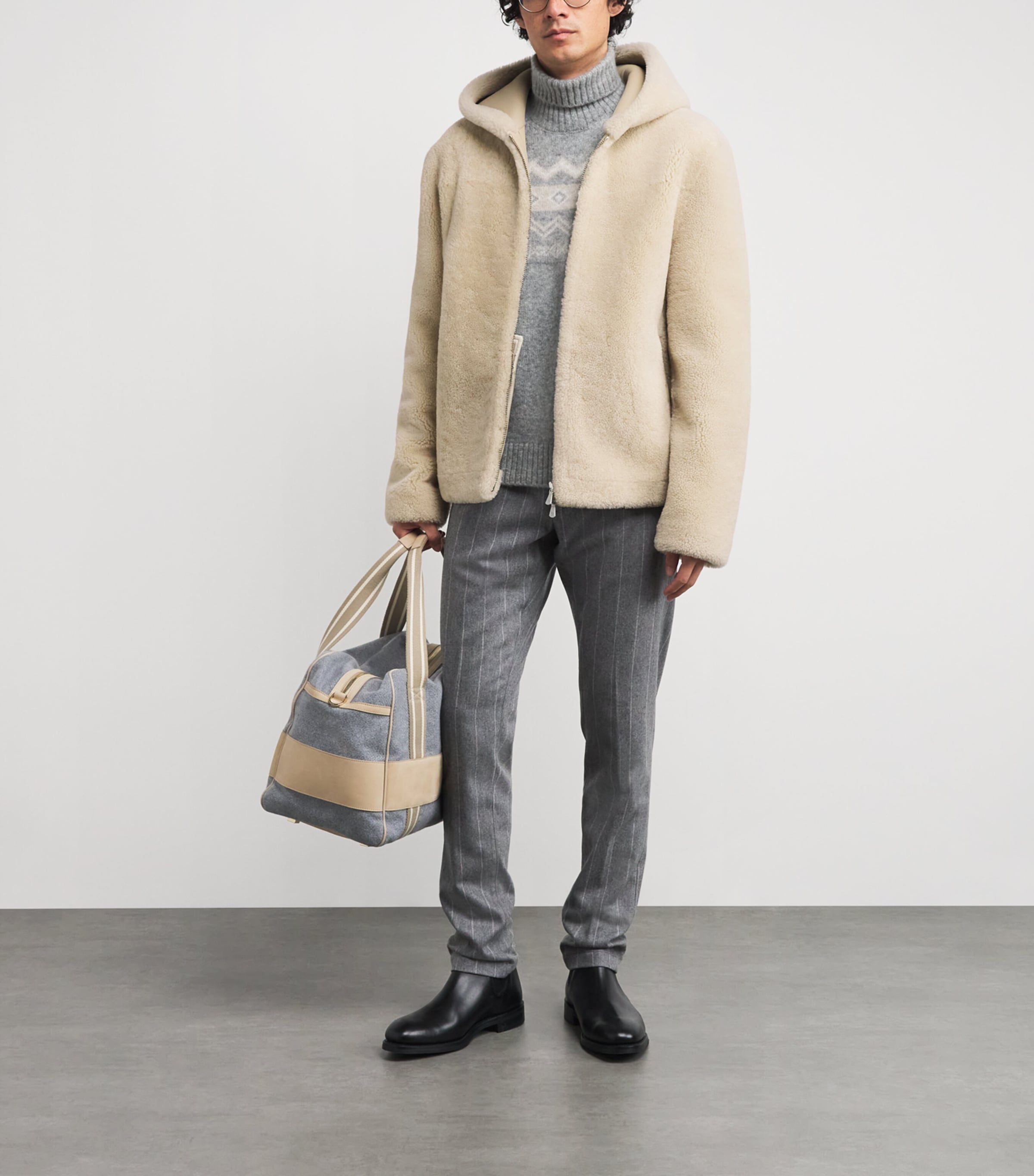 Shearling Hooded Jacket AVORIO Image 2