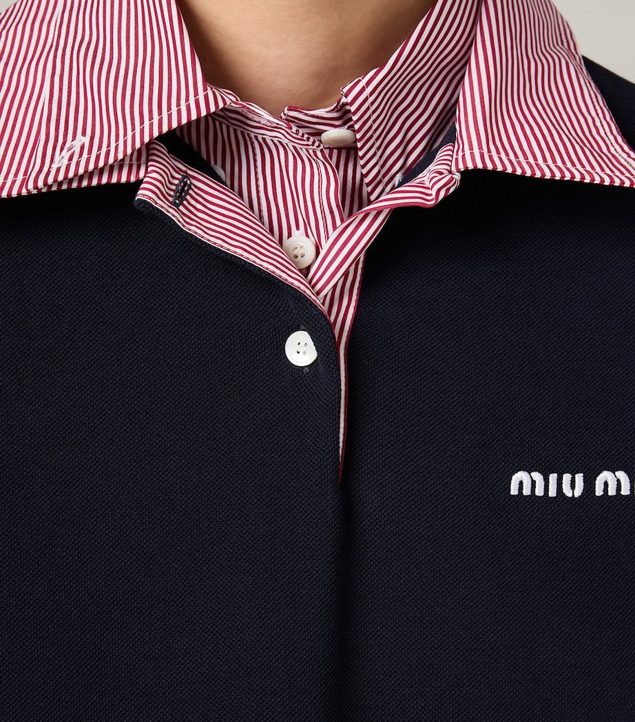 Miu Miu Womens Cotton Contrast Collar Polo Shirt Image 4