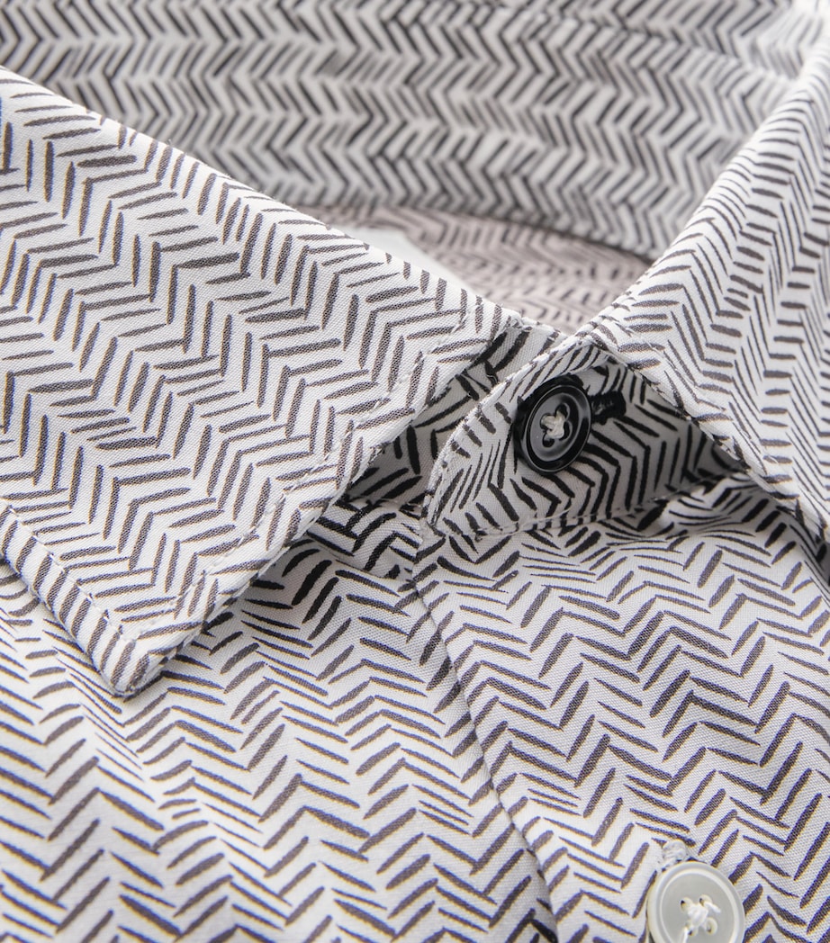 Cotton Chevron Print Tailored Fit Shirt 01_WHITE Image 5