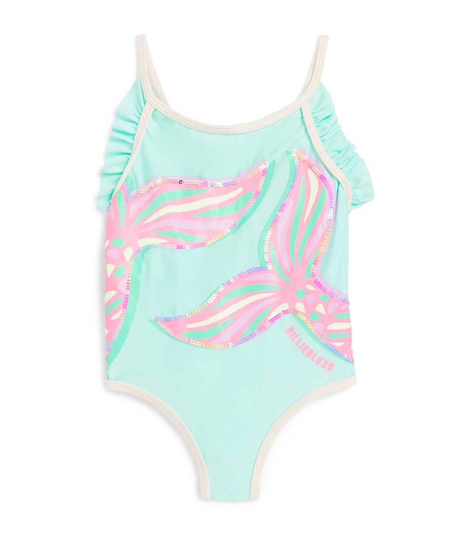 Billieblush Womens Printed Sequin Swimsuit (2-10 Years) Turquoise Image 1