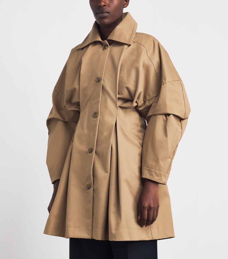 Palmer//Harding Womens Honesty Opens Short Trench Coat Camel Cotton Drill Image 4