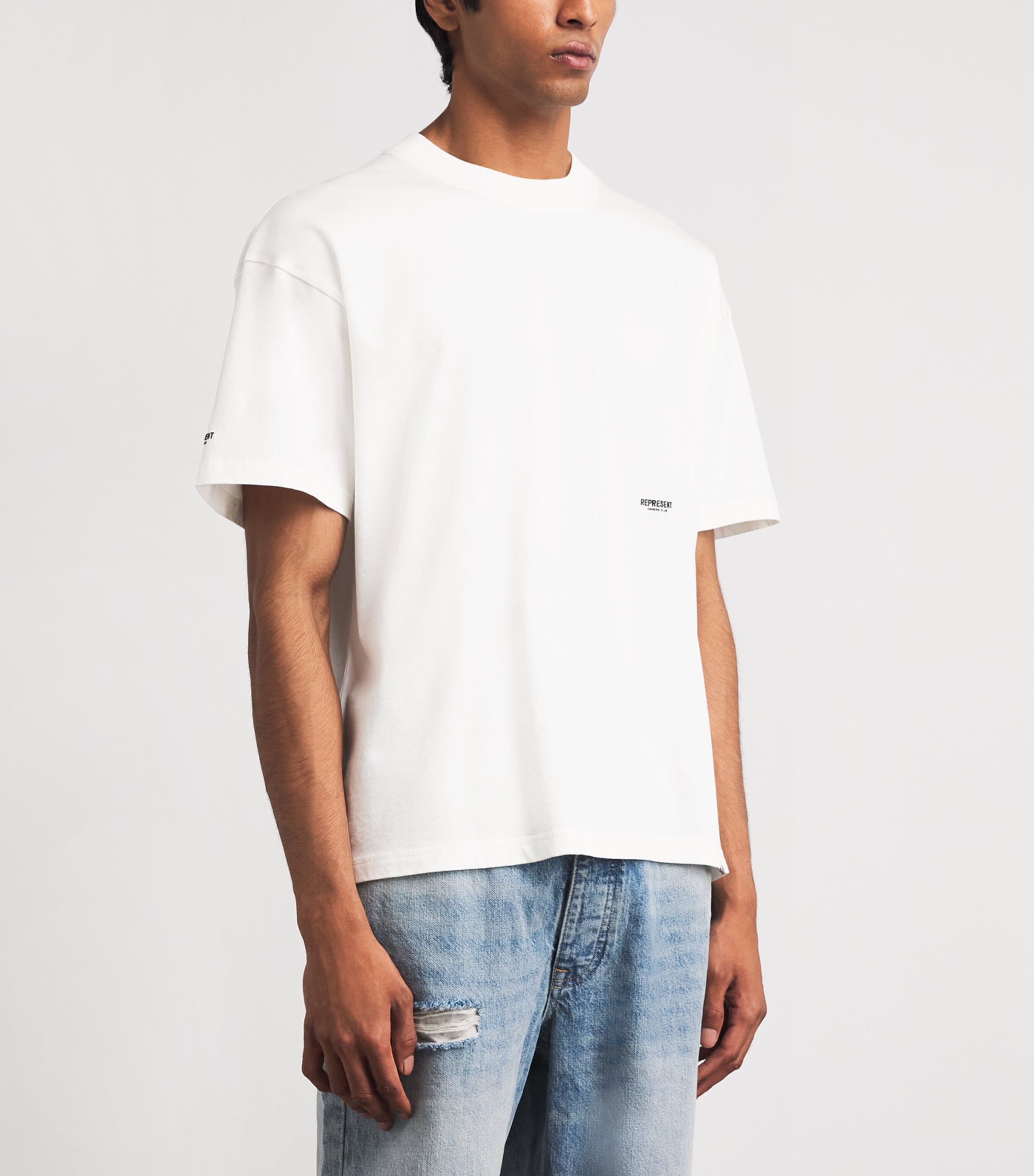 Represent Mens Cotton Micro Owners Club T-Shirt Flat White Image 4