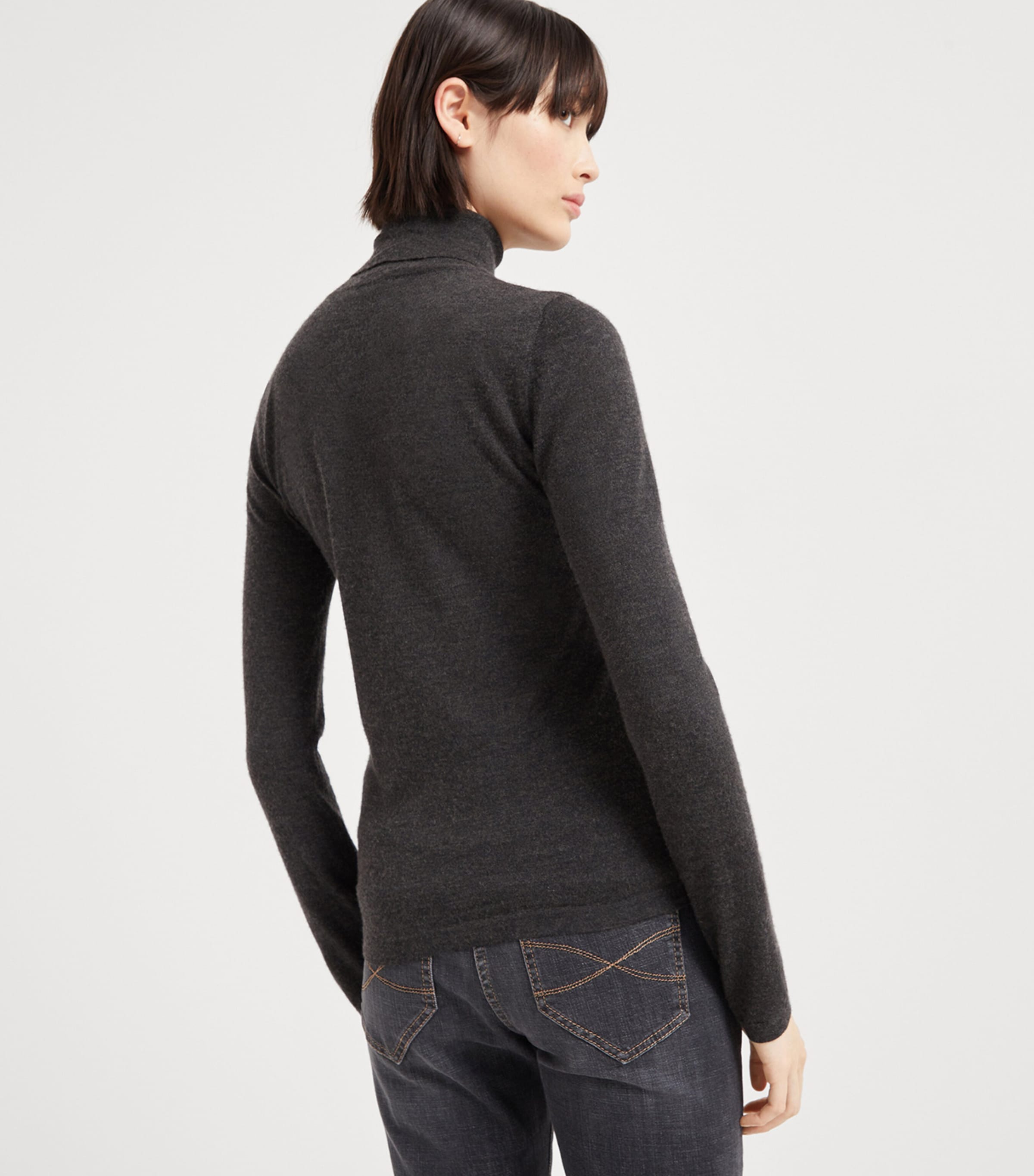 Brunello Cucinelli Womens Cashmere-Silk Turtleneck Sweater Image 3