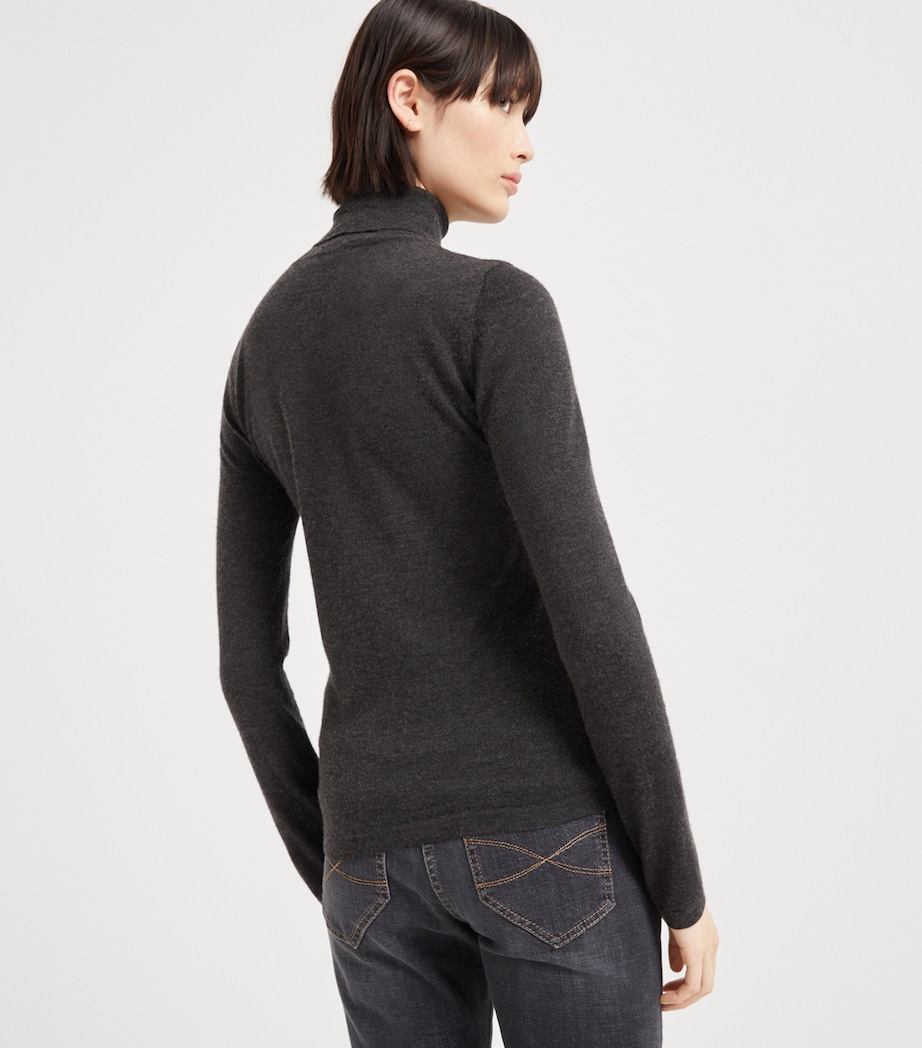 Brunello Cucinelli Womens Cashmere-Silk Turtleneck Sweater Image 3