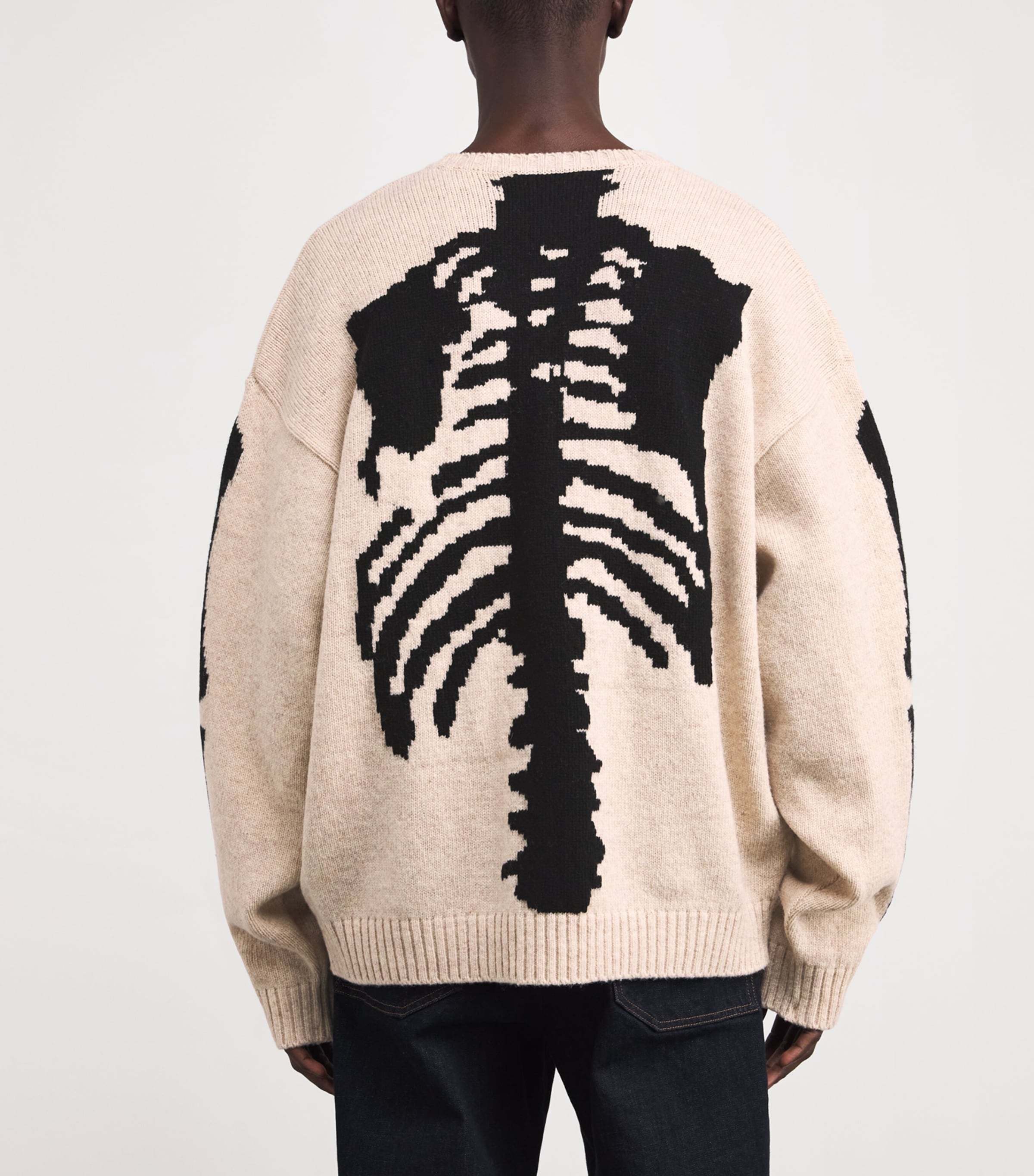 Wool Bone Intarsia Sweater ECRU Image 4