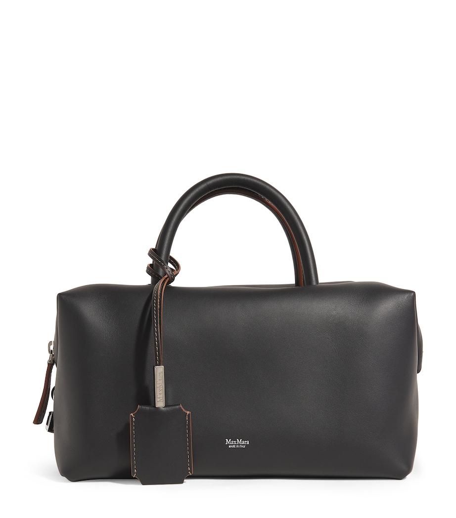 Leather Satchel Top-Handle Bag BLACK Image 1
