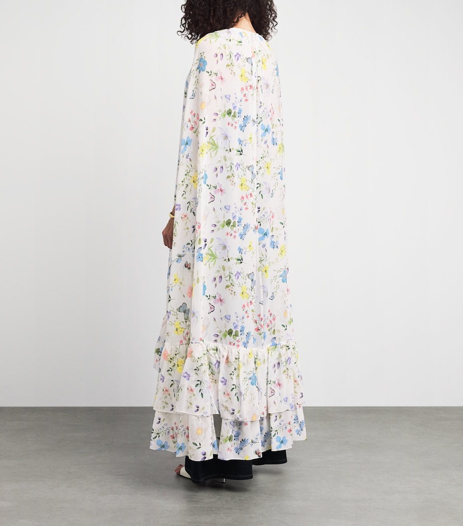 Alice+Olivia Womens Georgette Roya Maxi Cape Twstng Vines Off Wht Image 5