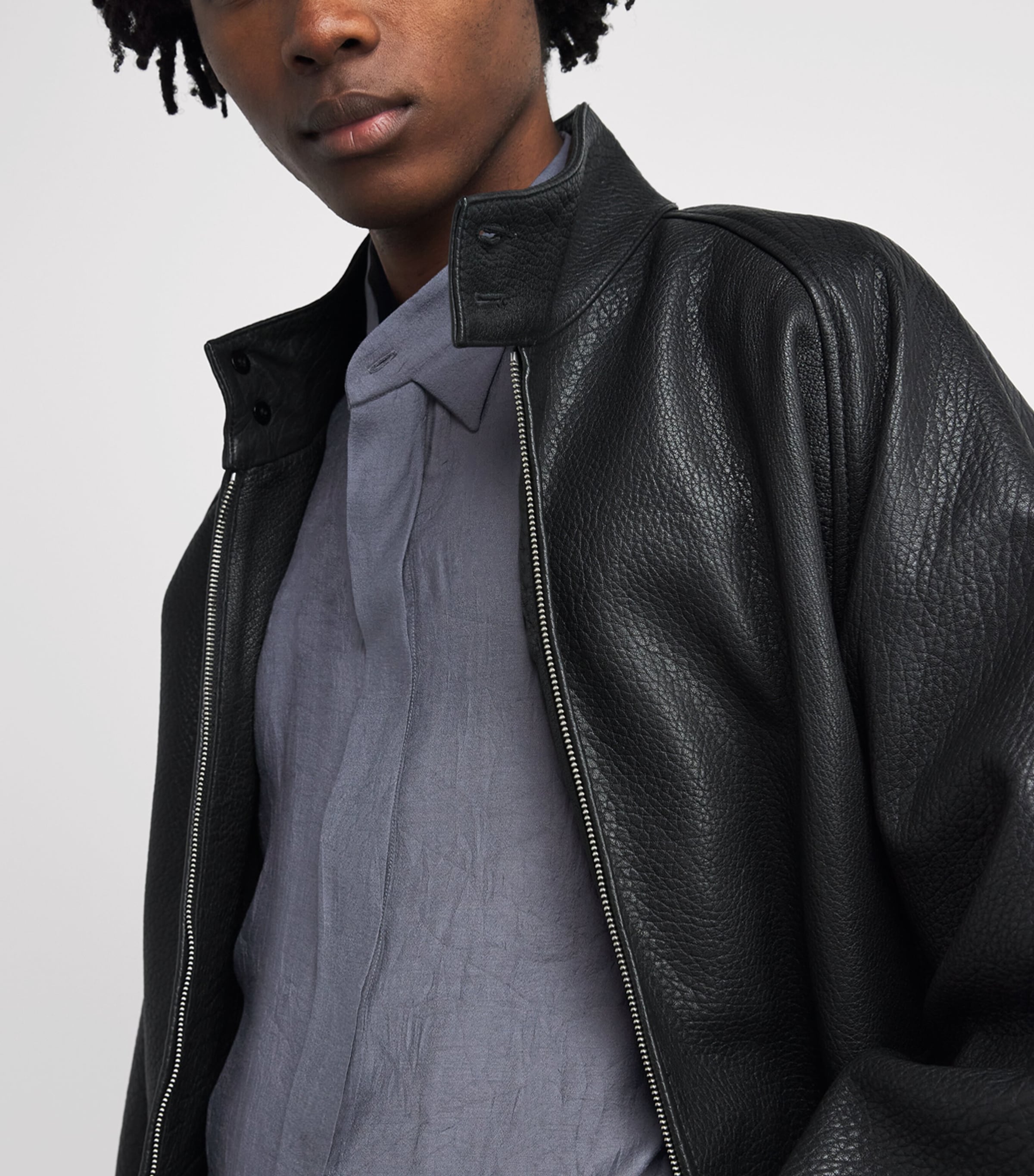 System Mens Hidden Button Shirt Cool Grey Image 3