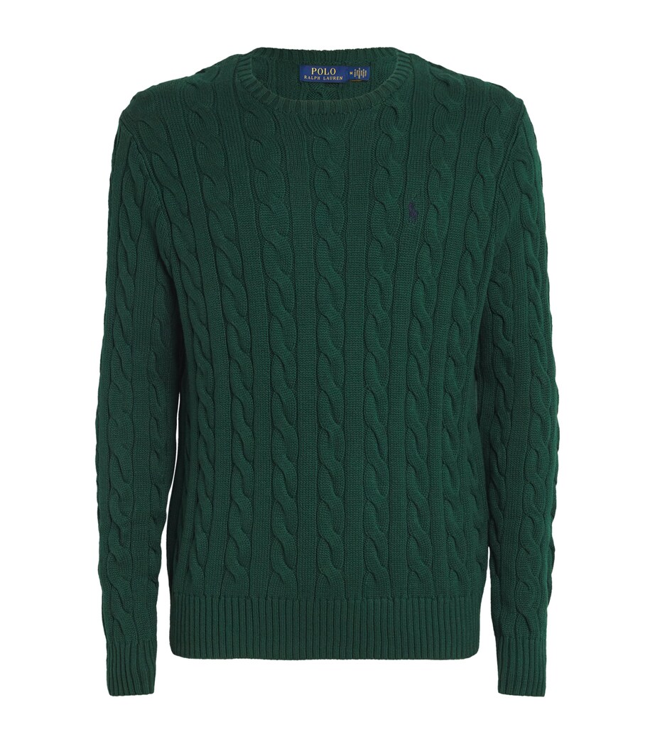 Polo Ralph Lauren Mens Cotton Cable-Knit Sweater Green Image 1