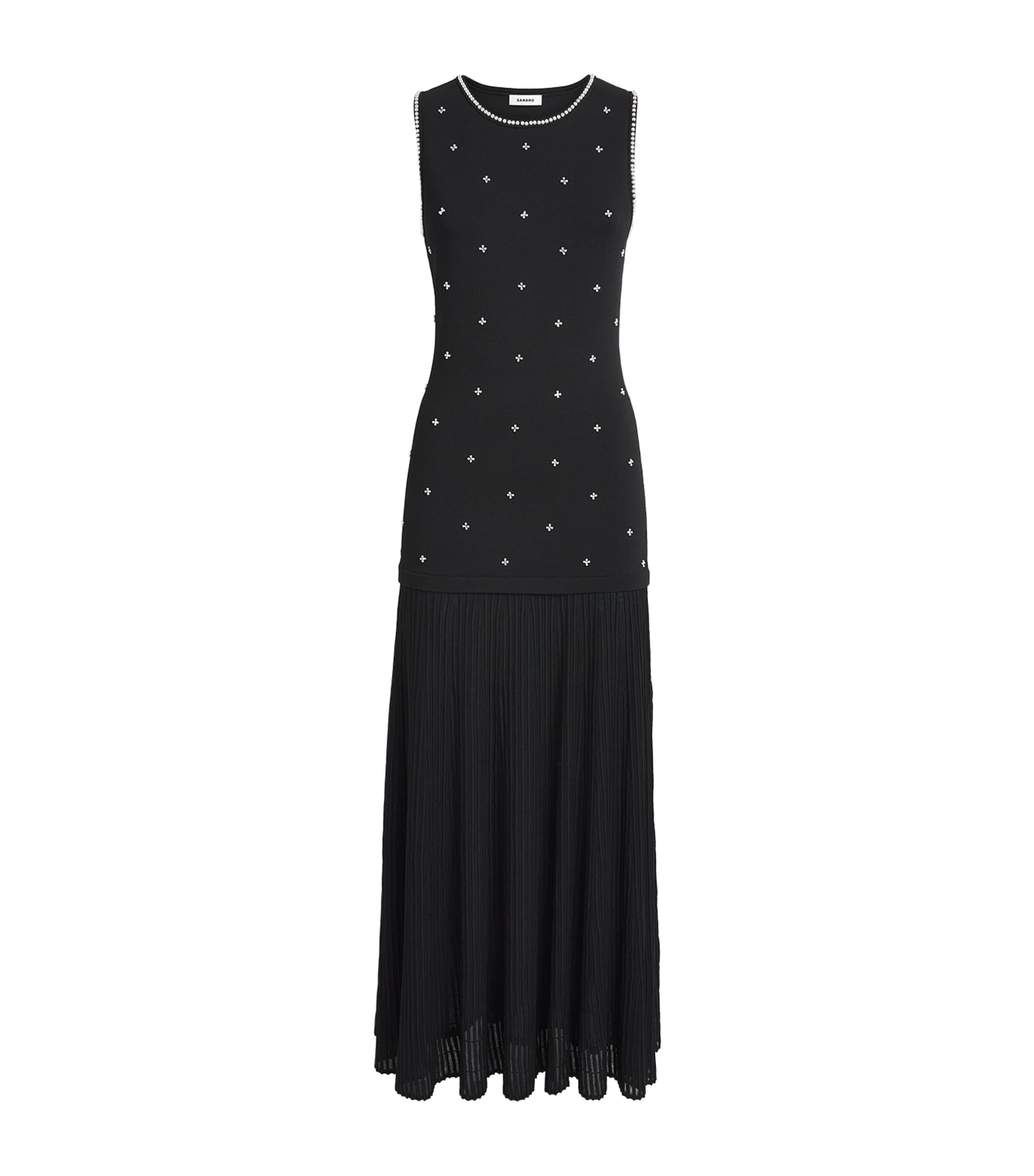 Sandro Paris Womens Rhinestone Floral 2-in-1 Dress Black Image 1