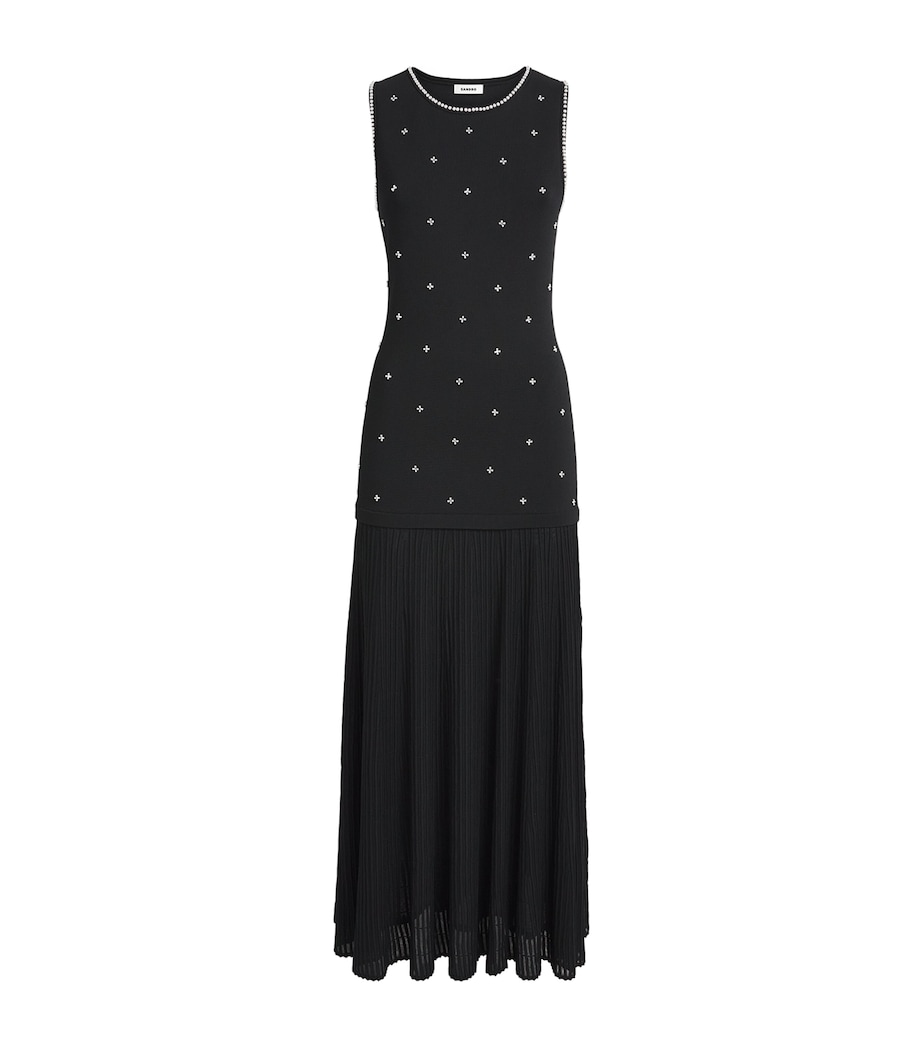 Sandro Paris Womens Rhinestone Floral 2-in-1 Dress Black Image 1