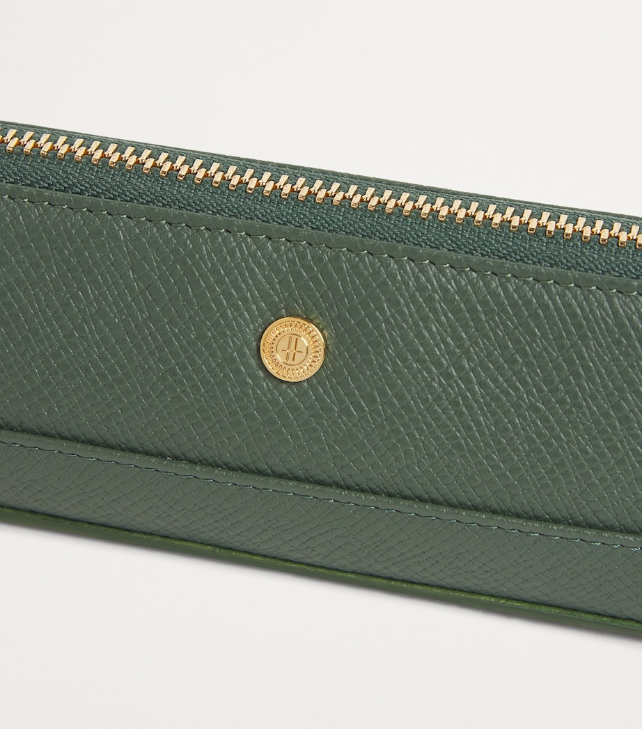 Harrods Slim Leather Pencil Case Green Image 6