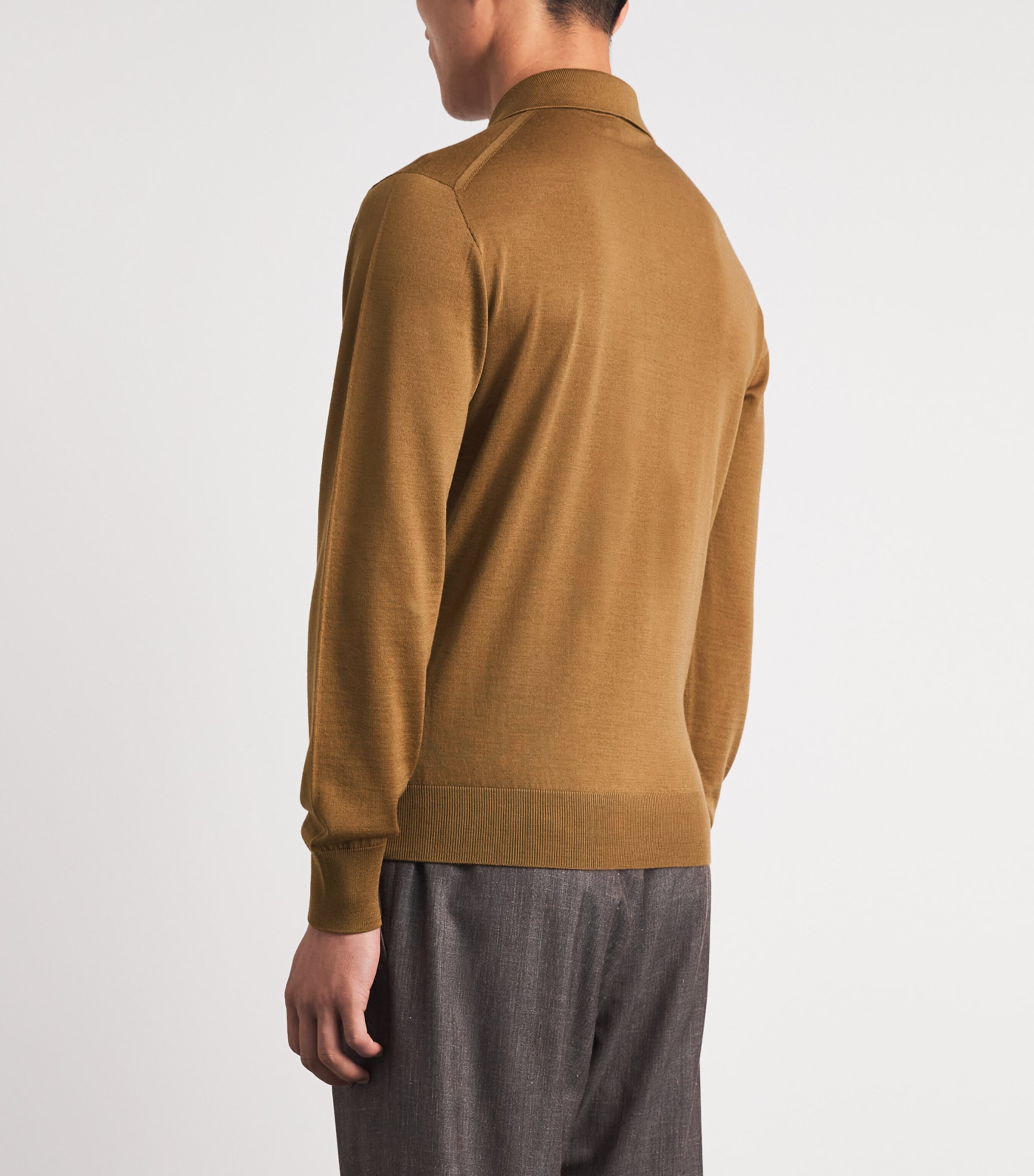 Sease Mens Virgin Wool Polo Shirt Nut Brown Image 5