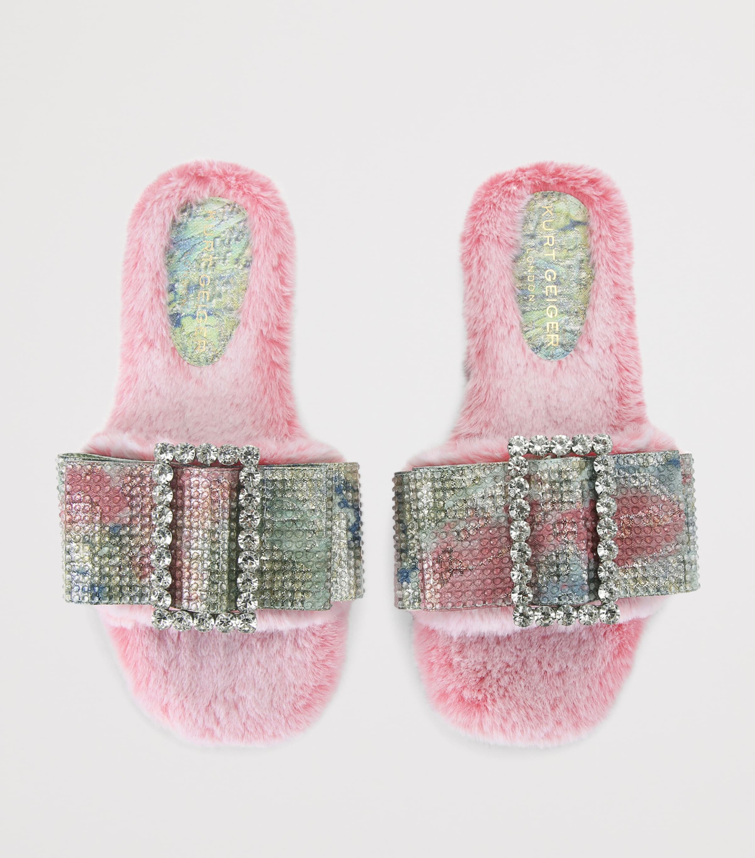 Faux Fur Bow Sandals PALE PINK Image 4