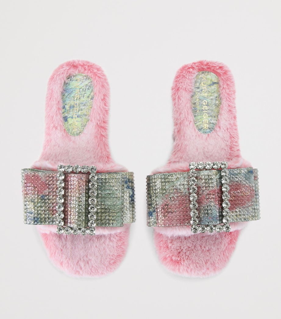 Faux Fur Bow Sandals PALE PINK Image 4