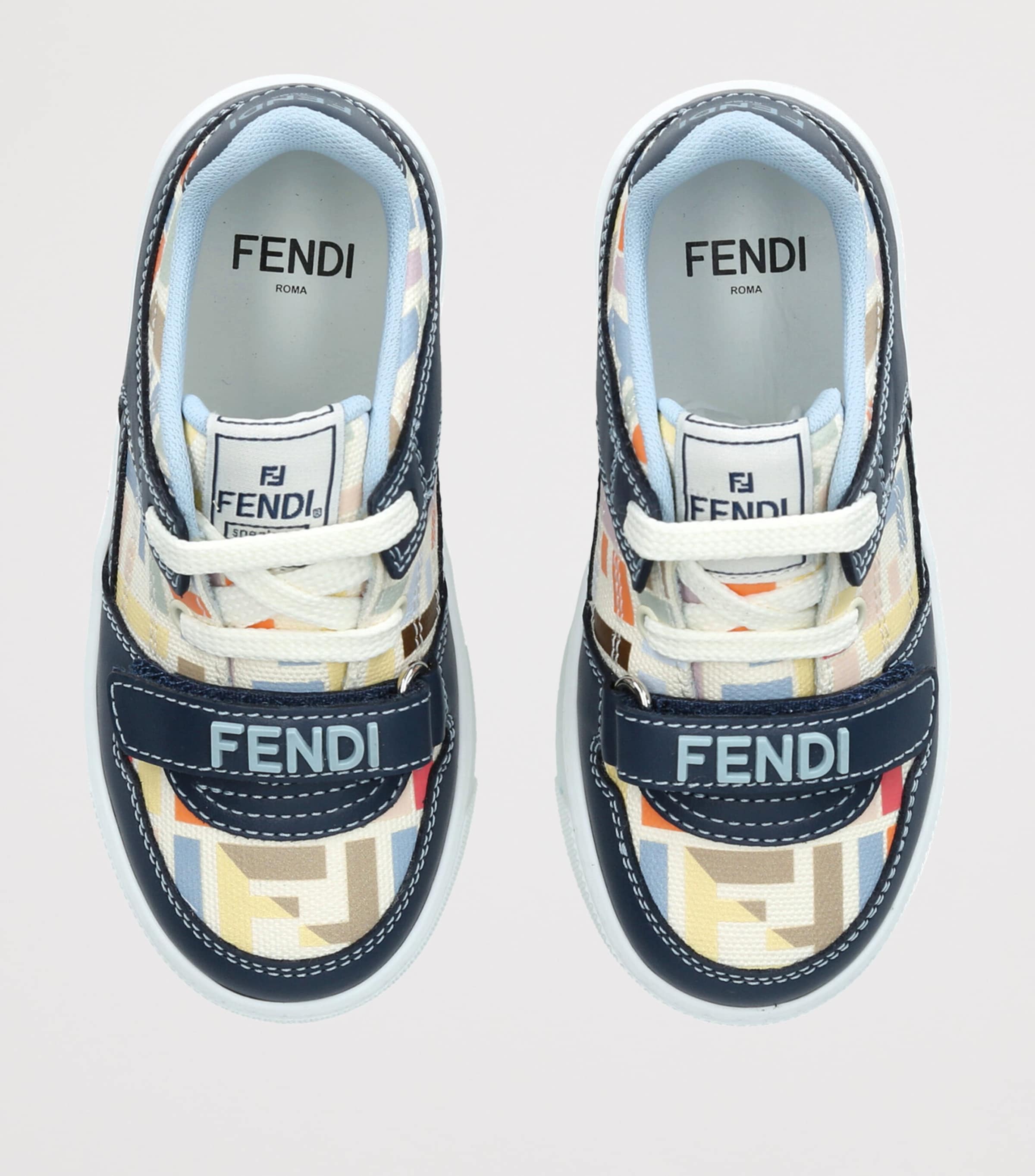 Fendi Kids Leather Logo Sneakers Blue Other Image 4