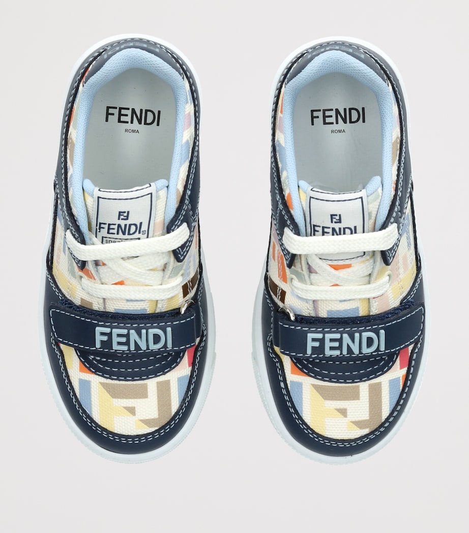 Fendi Kids Leather Logo Sneakers Blue Other Image 4