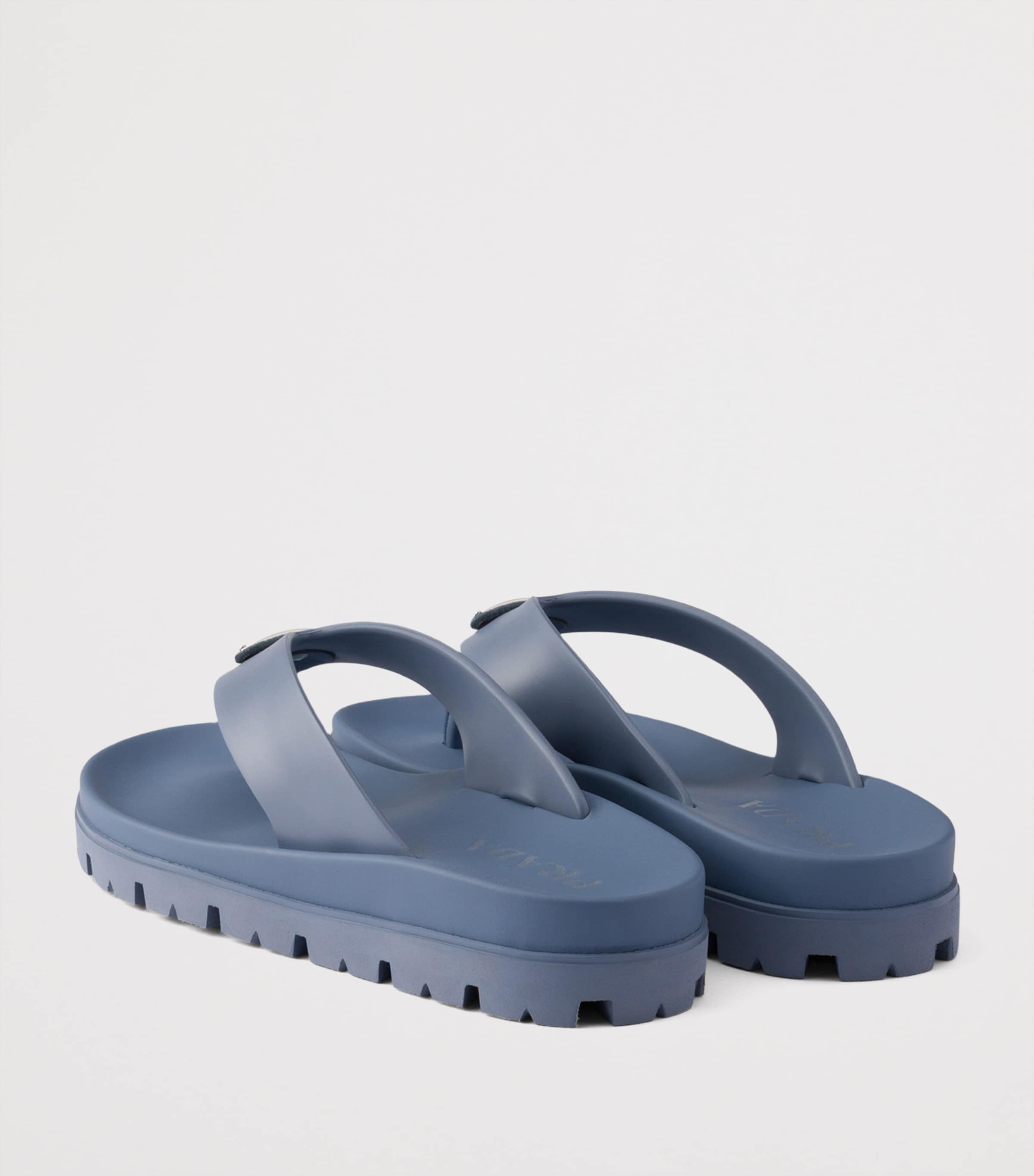 Prada Rubber Logo Thong Sandals Blue Image 4