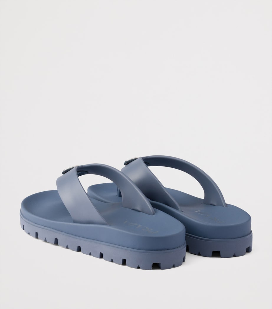 Prada Rubber Logo Thong Sandals Blue Image 4
