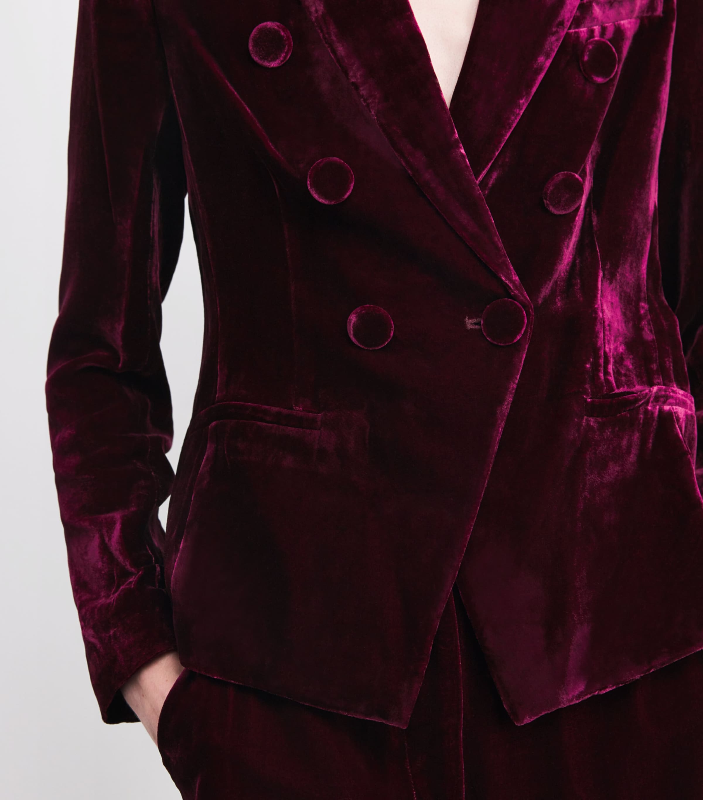 Velvet Marie Double-Breasted Blazer DARK PORT DKPO Image 6