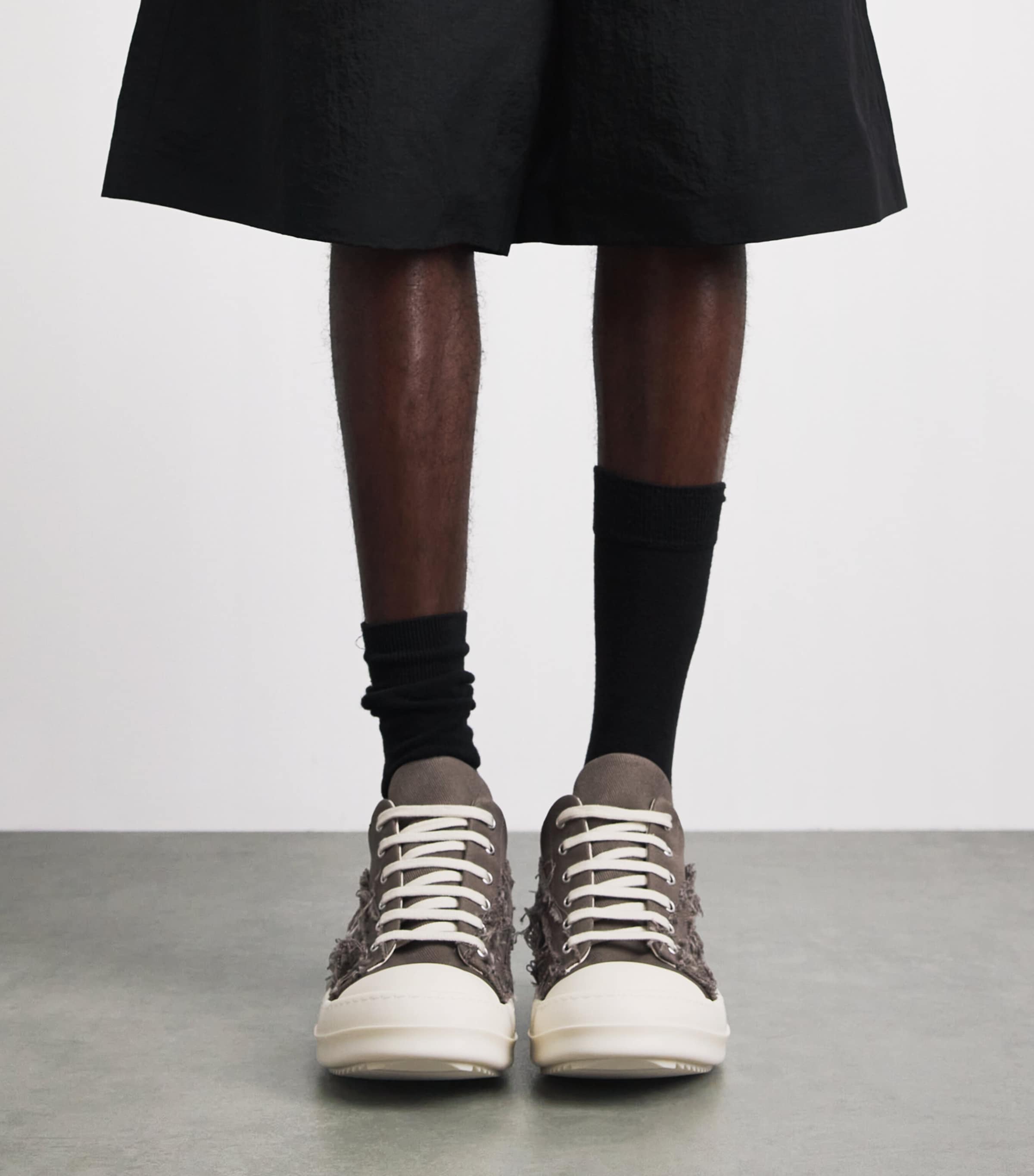 Rick Owens Denim Slashed Low-Top Sneakers Dust/milk/milk Image 4