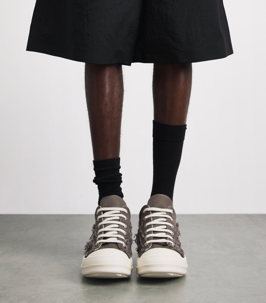 Rick Owens Denim Slashed Low-Top Sneakers Dust/milk/milk Image 4