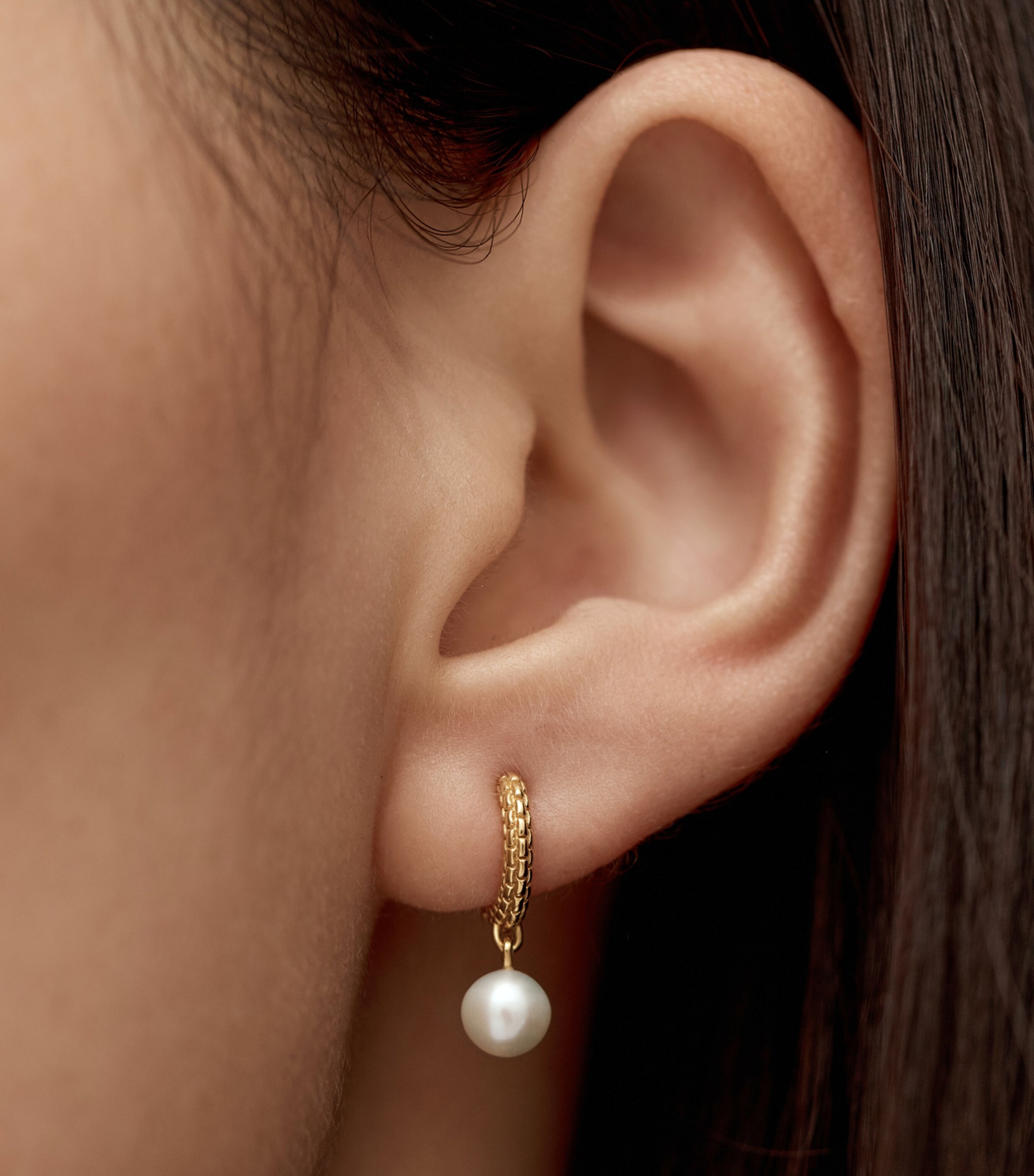 Monica Vinader Gold Vermeil and Pearl Heirloom Huggie Earrings Gold Vermeil Image 2