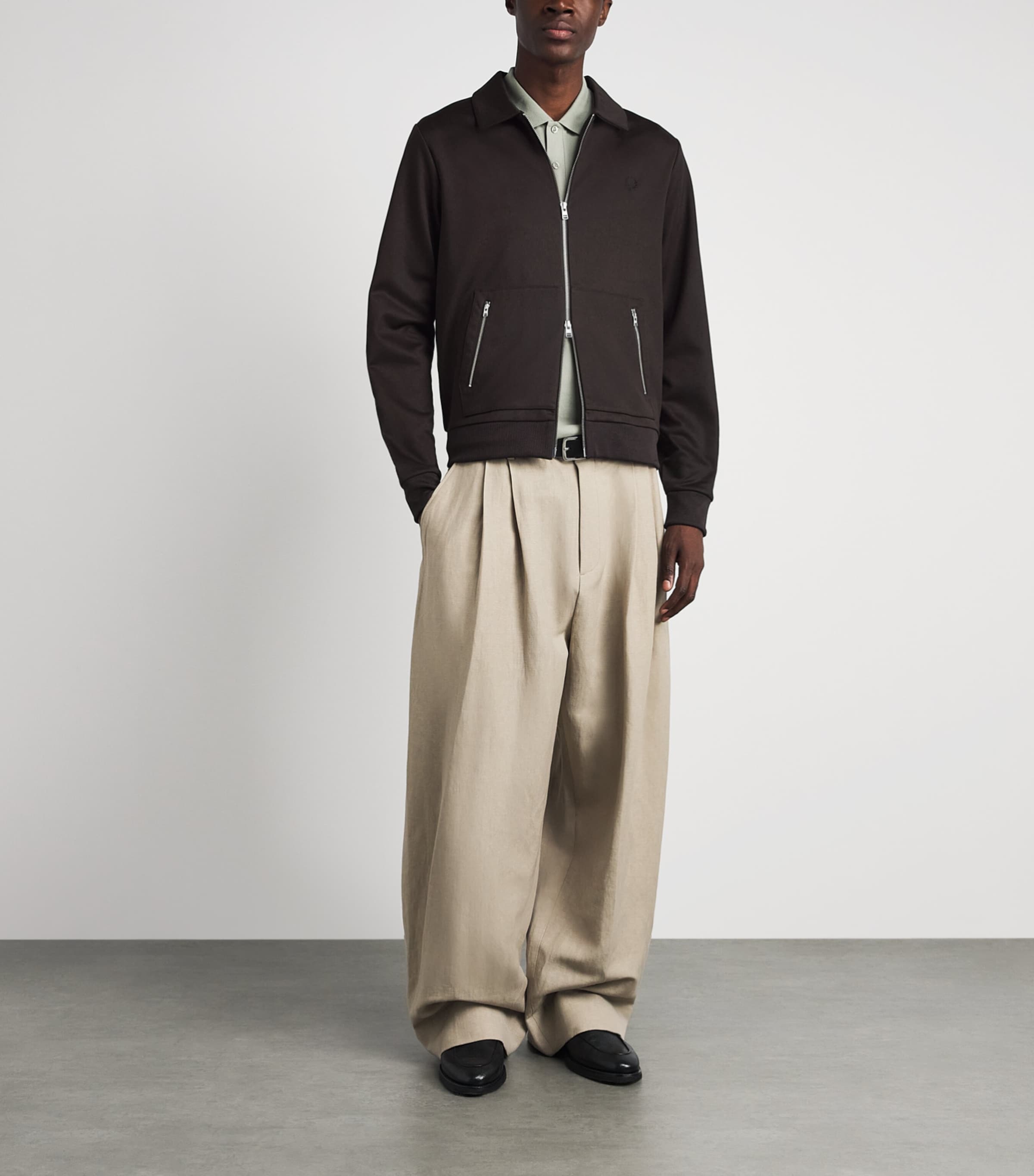 Fred Perry Mens Tennis Tape Track Jacket Rich Brown Image 2