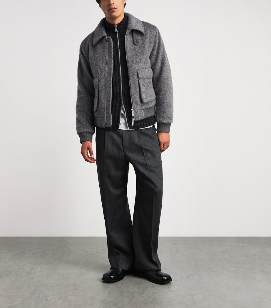 CHÉ Mens Wool-Blend Verbier Bomber Jacket Stone Grey Image 2