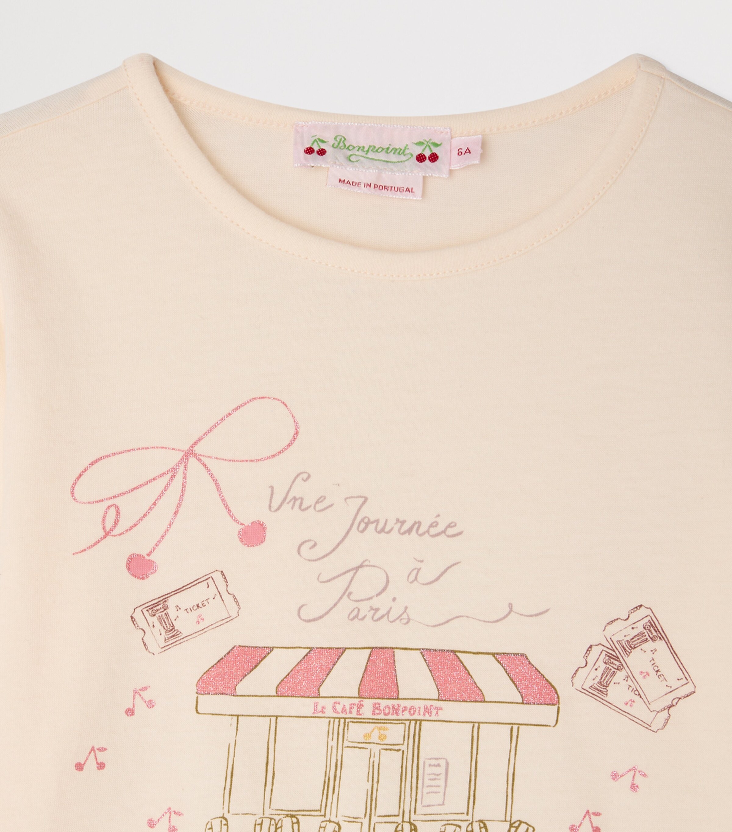 Bonpoint Cotton Printed Long-Sleeve T-Shirt (4 Years) Rose Chamallow Image 3