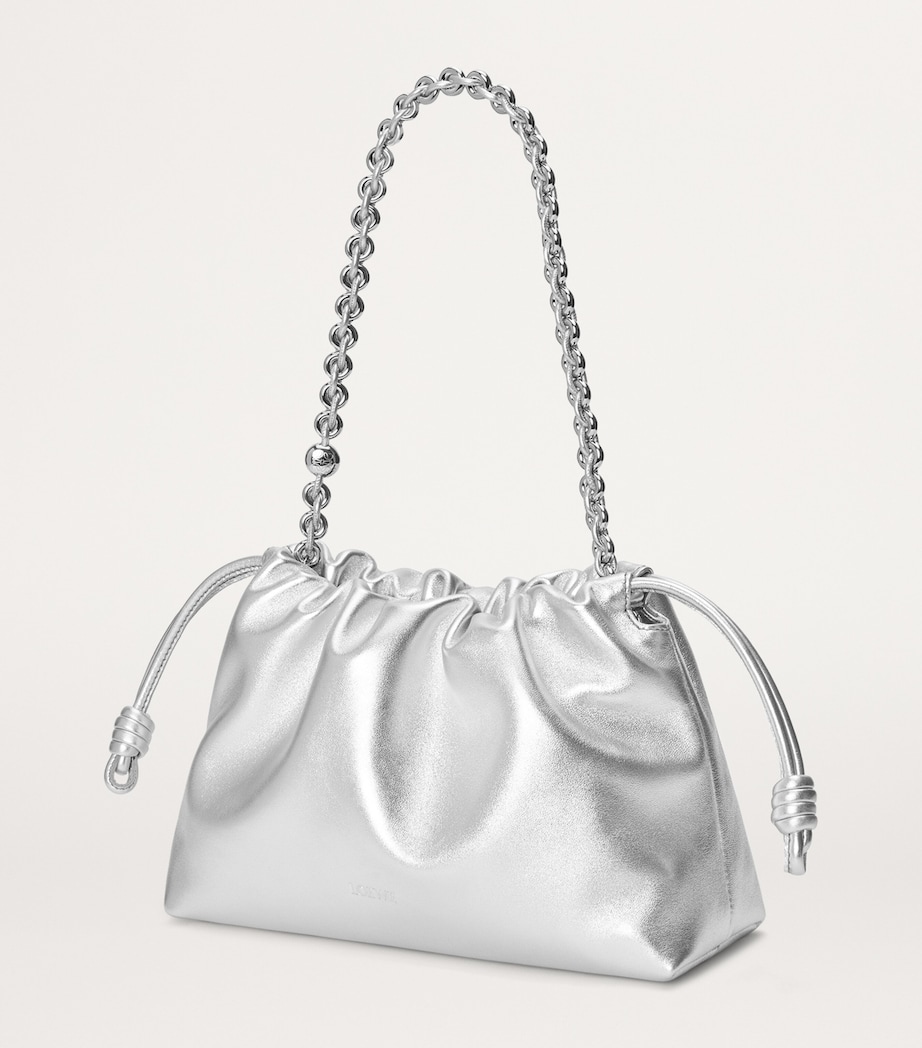 Medium Metallic Leather Flamenco Purse SILVER Image 3