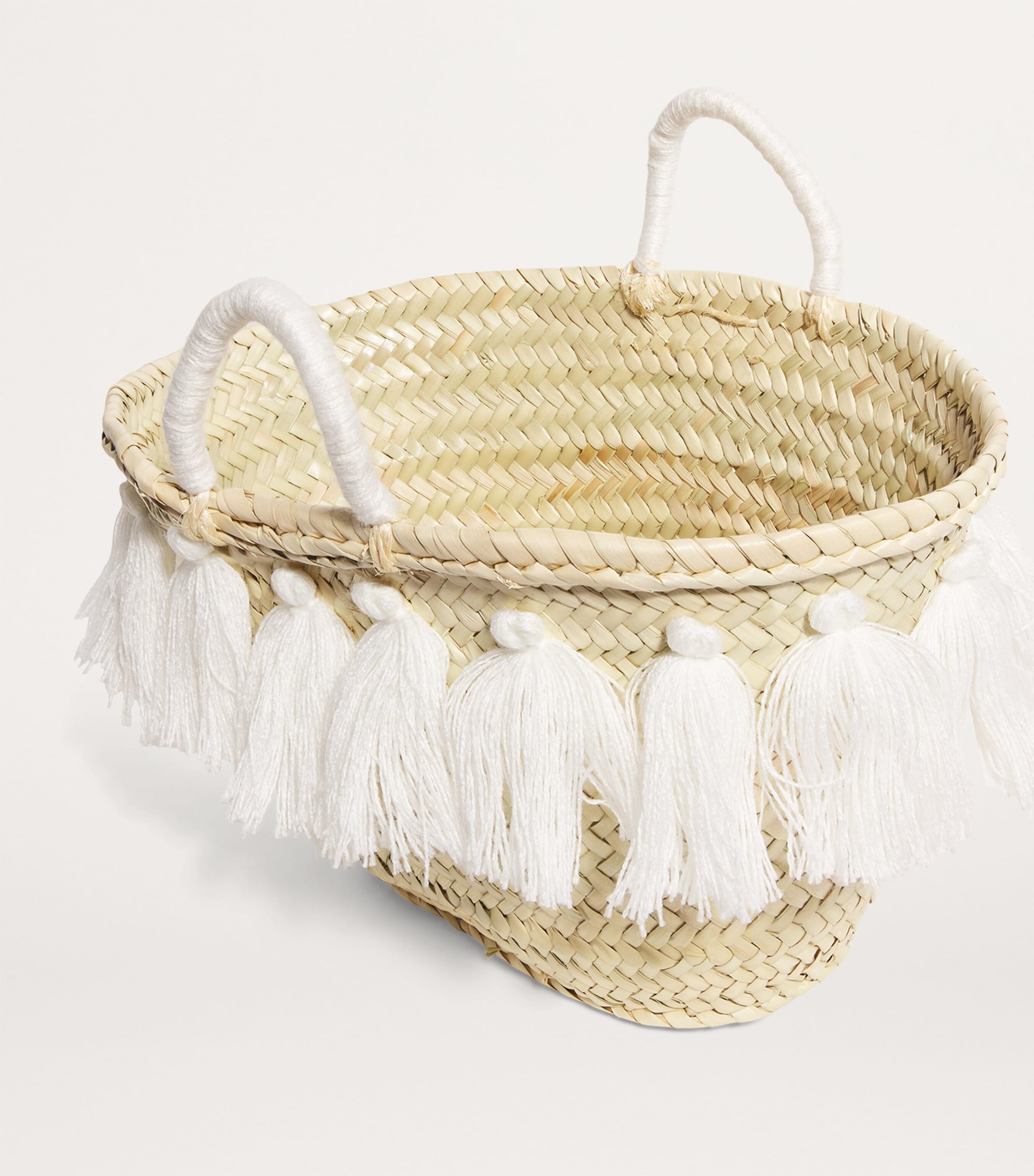 Medium Tassle Basket Bag WHITE Image 3