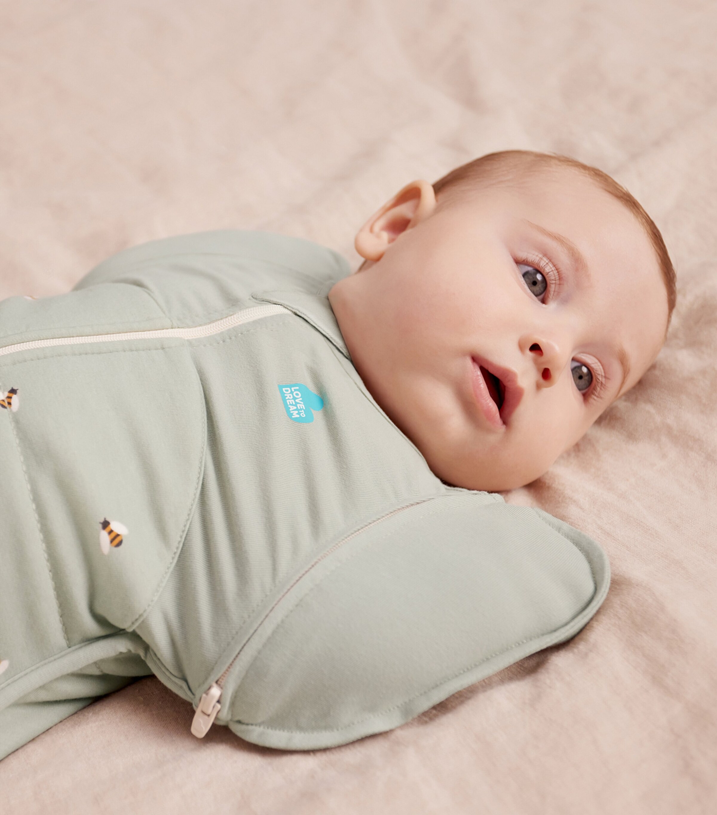 2.5 Tog Cotton-Blend Bee Swaddle Transition Bag OLIVE Image 3